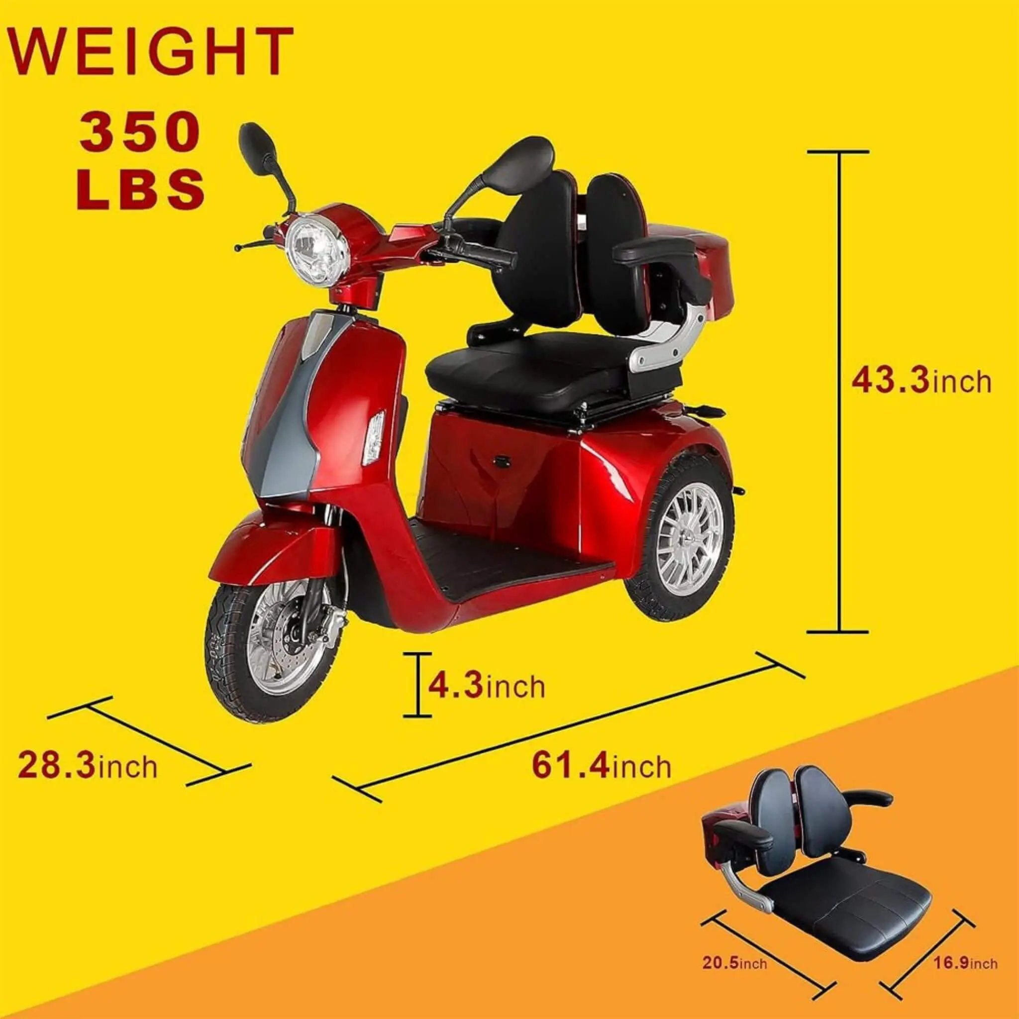 Zvg Heavy-Duty 800W All-Terrain Electric Powered Mobility Scooter For Seniors & Adults (SAK96314) by SAKSBY WHOLESALE