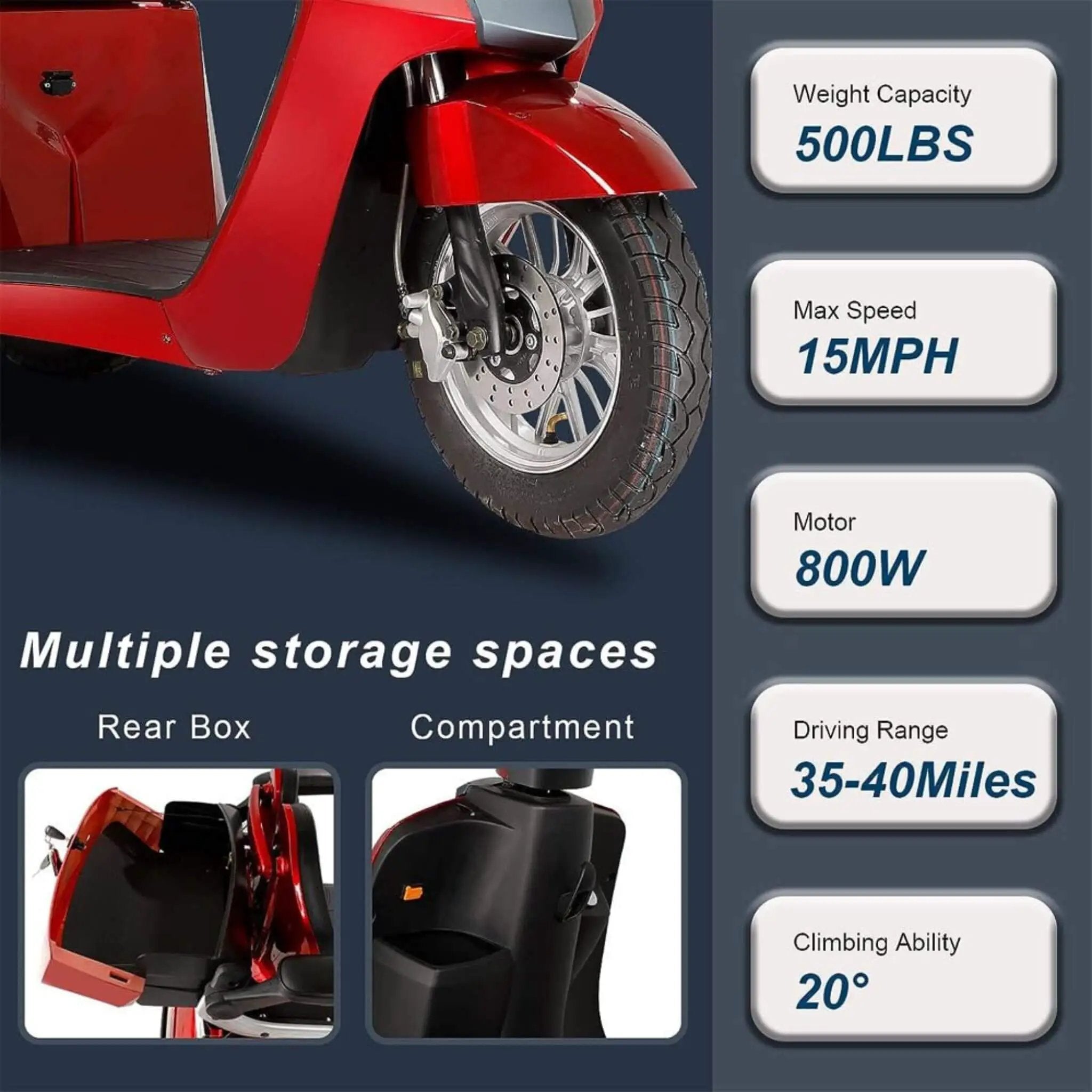 Zvg Heavy-Duty 800W All-Terrain Electric Powered Mobility Scooter For Seniors & Adults (SAK96314) by SAKSBY WHOLESALE