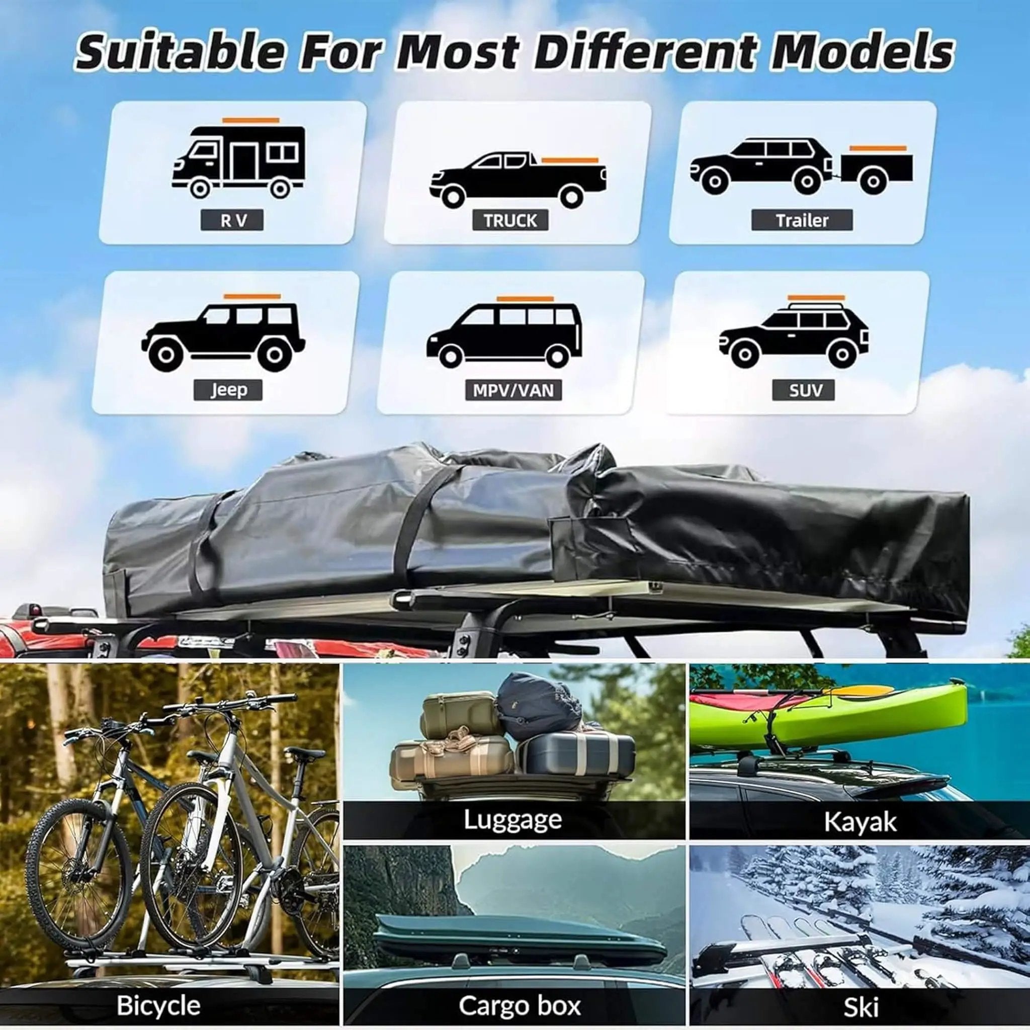 Trailora Ridge Heavy-Duty Aluminum Hard-Shell Rooftop Tent With Ladder, LED Lighting, And Memory Foam Mattress (SAK82931) by SAKSBY WHOLESALE