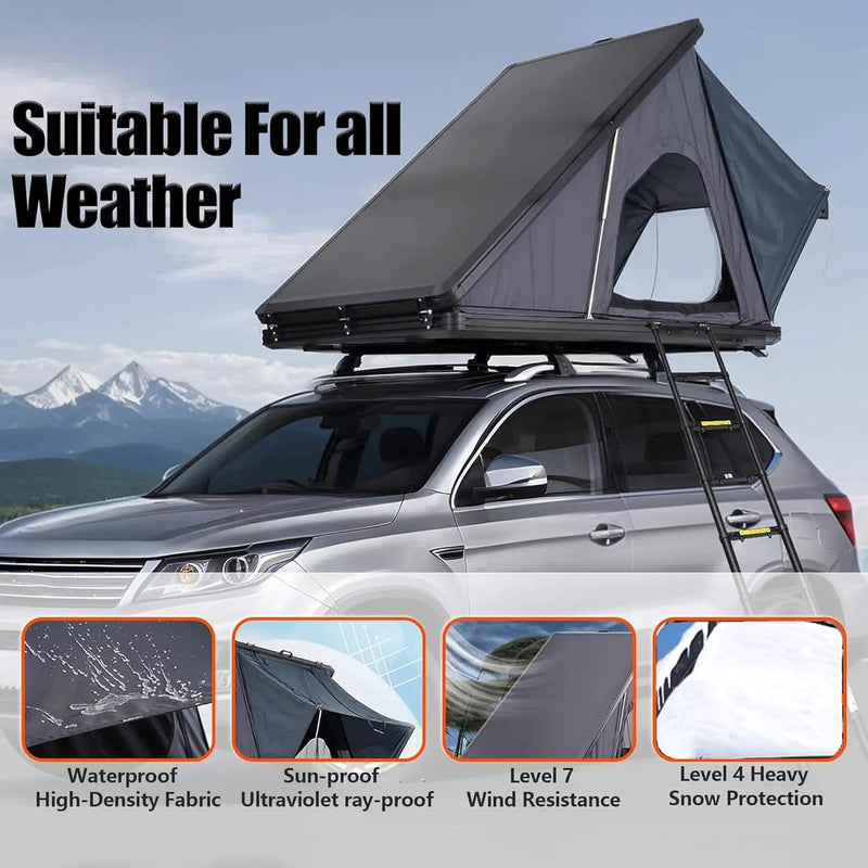 Trailora Ridge Heavy-Duty Aluminum Hard-Shell Rooftop Tent With Ladder, LED Lighting, And Memory Foam Mattress (SAK82931) by SAKSBY WHOLESALE