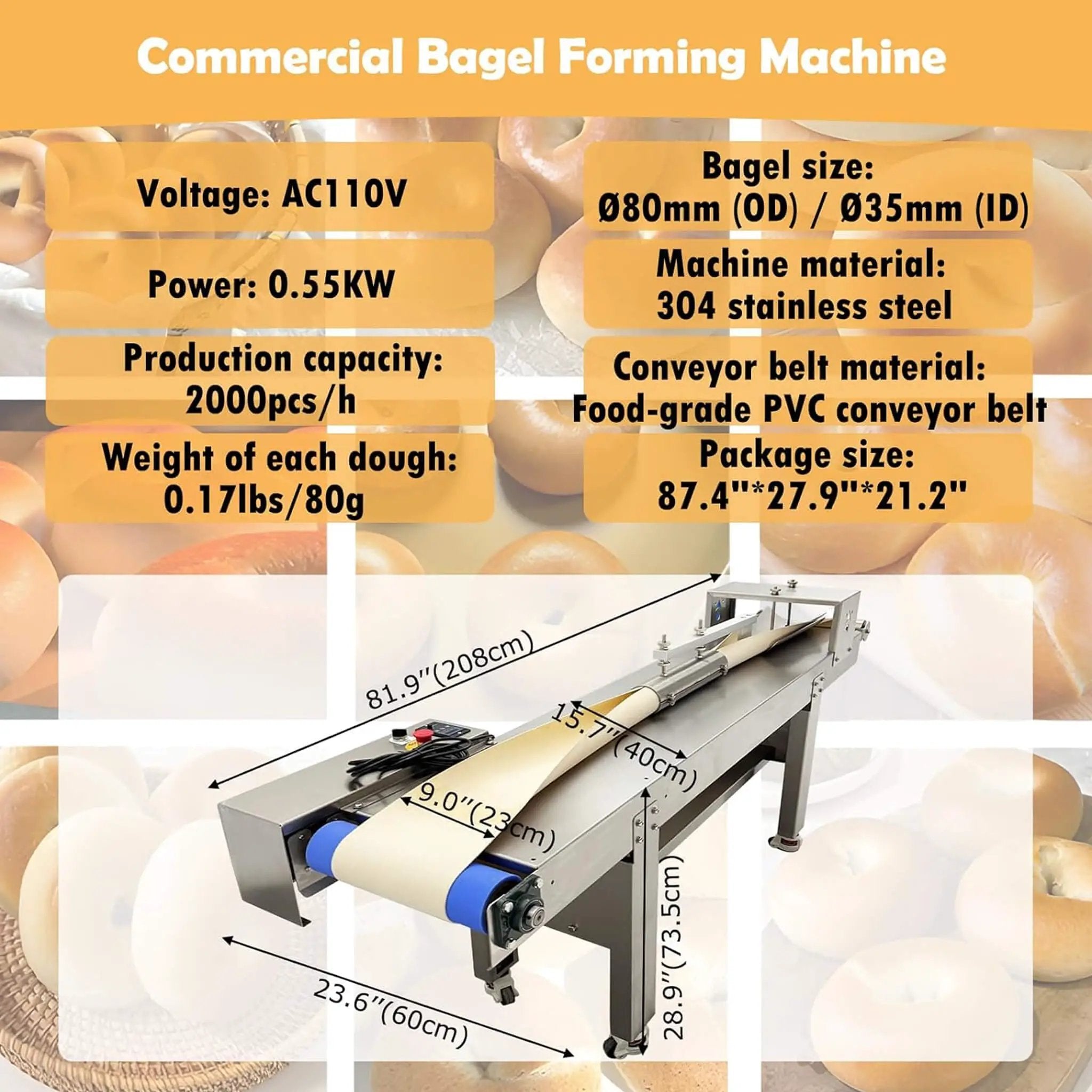 Heavy-Duty 110V Automatic Commercial Stainless Steel Bagel Machine (SAK54086) by SAKSBY WHOLESALE