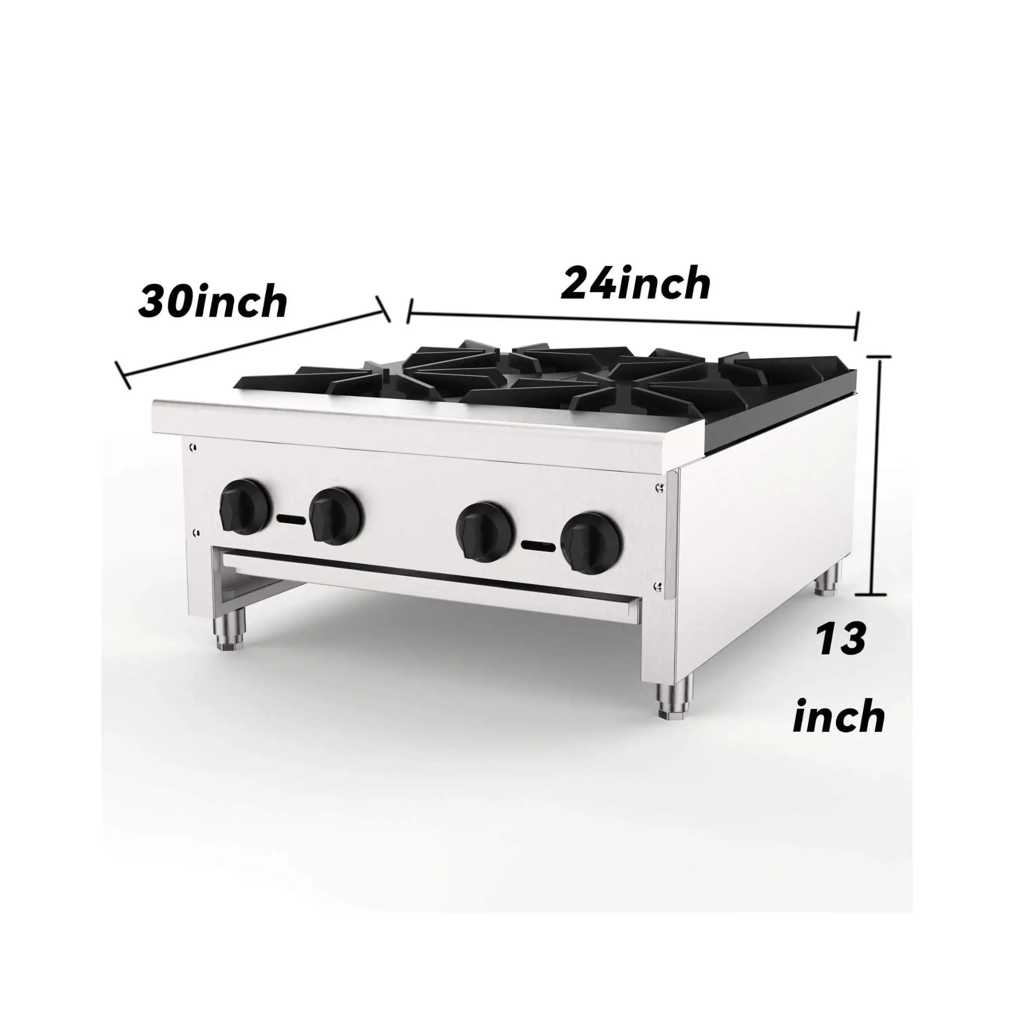 Heavy-Duty Commercial 112K BTU 4-Burner Stainless Steel Gas Stove Hot Plate (SAK39201) by SAKSBY WHOLESALE
