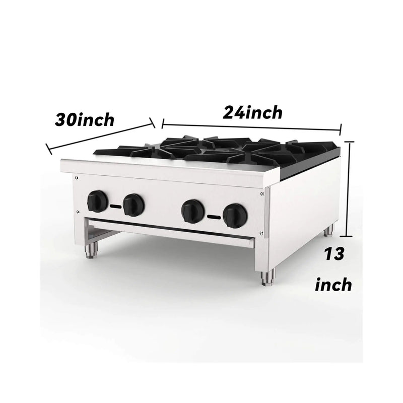 Heavy-Duty Commercial 112K BTU 4-Burner Stainless Steel Gas Stove Hot Plate (SAK39201) by SAKSBY WHOLESALE