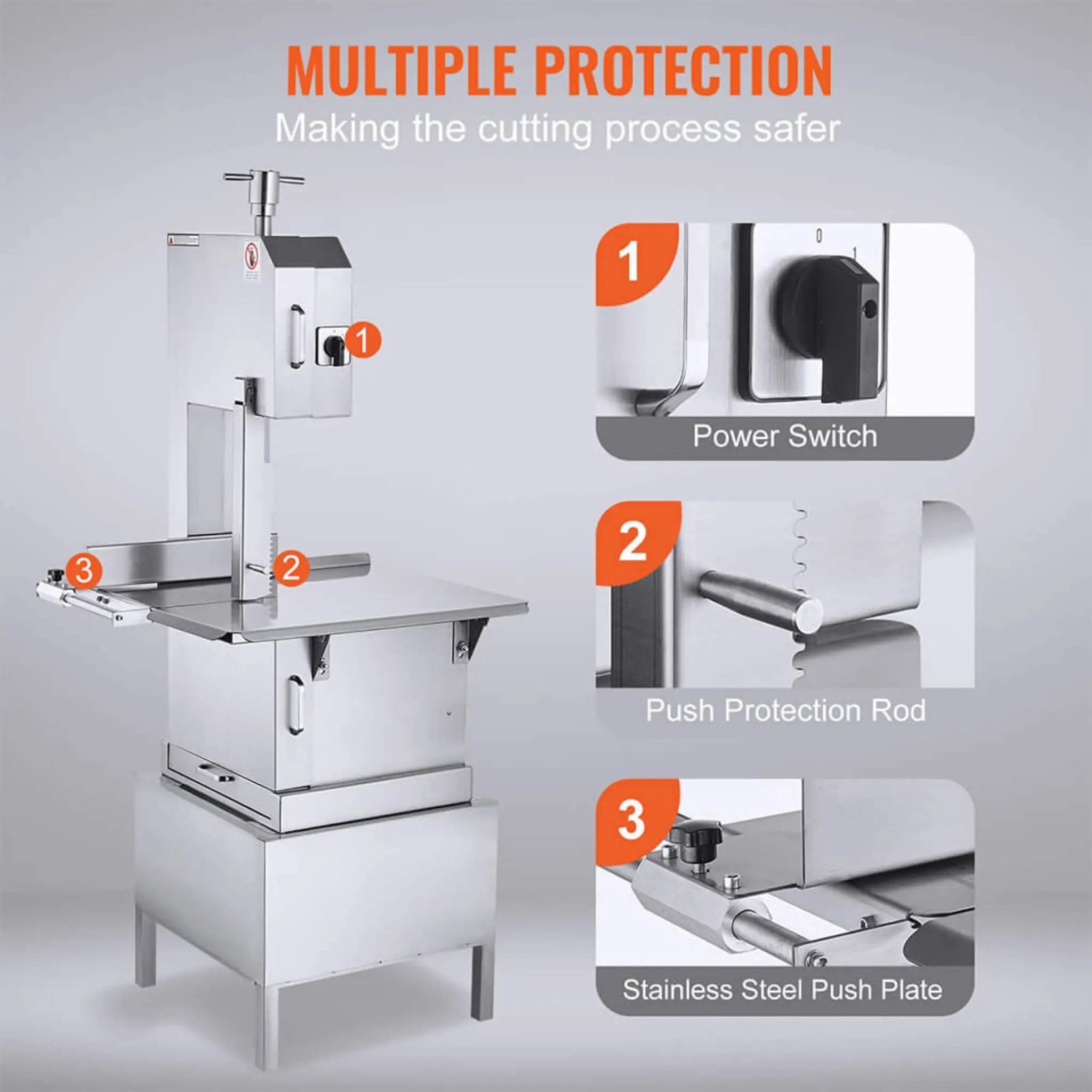 Heavy-Duty Commercial 2200W Electric Meat Bone Saw Cutting Band Machine With 6 Saw Blades (SAK91753) by SAKSBY WHOLESALE