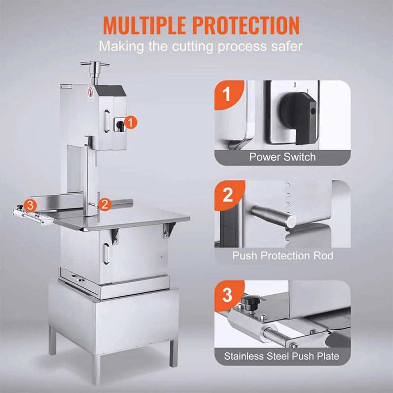 Heavy-Duty Commercial 2200W Electric Meat Bone Saw Cutting Band Machine With 6 Saw Blades (SAK91753) by SAKSBY WHOLESALE