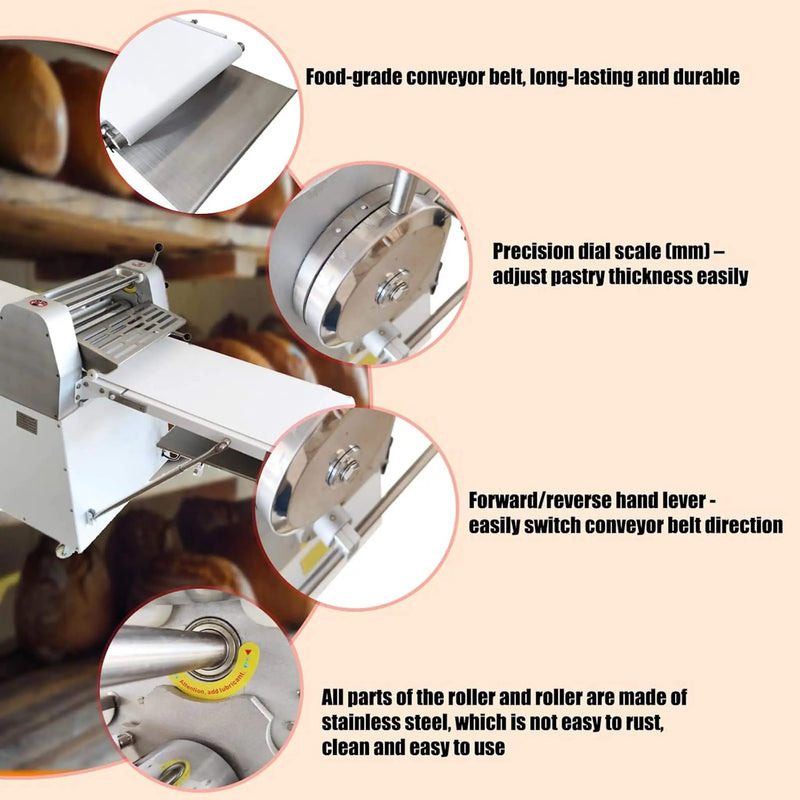 Heavy-Duty Commercial 220V Electric Dough Sheeter Machine With Adjustable Thickness (SAK17382) by SAKSBY WHOLESALE