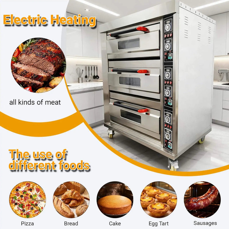 Heavy-Duty Commercial Triple Deck 220V 19.8KW Electric Pizza Oven (SAK56751) by SAKSBY WHOLESALE
