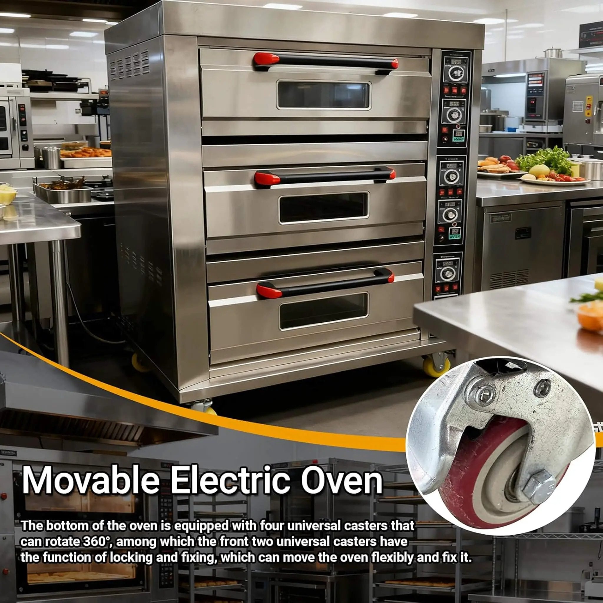 Heavy-Duty Commercial Triple Deck 220V 19.8KW Electric Pizza Oven (SAK56751) by SAKSBY WHOLESALE