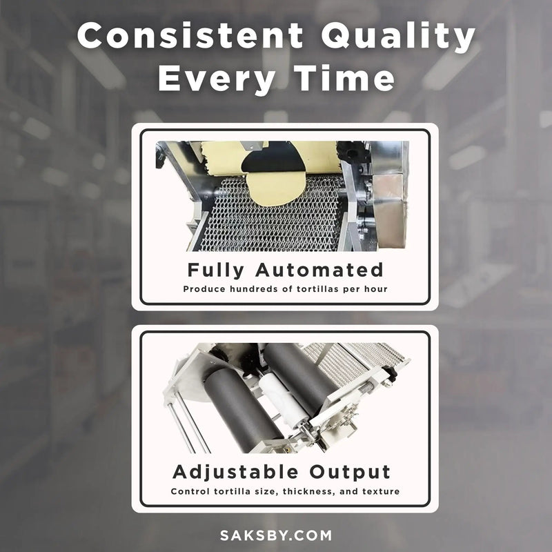 Heavy-Duty Commercial Automatic Corn Tortilla Making Machine (SAK60513) by SAKSBY WHOLESALE
