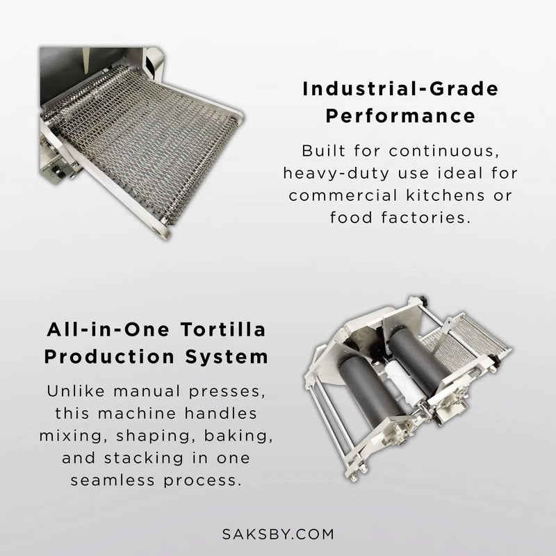 Heavy-Duty Commercial Automatic Corn Tortilla Making Machine (SAK60513) by SAKSBY WHOLESALE