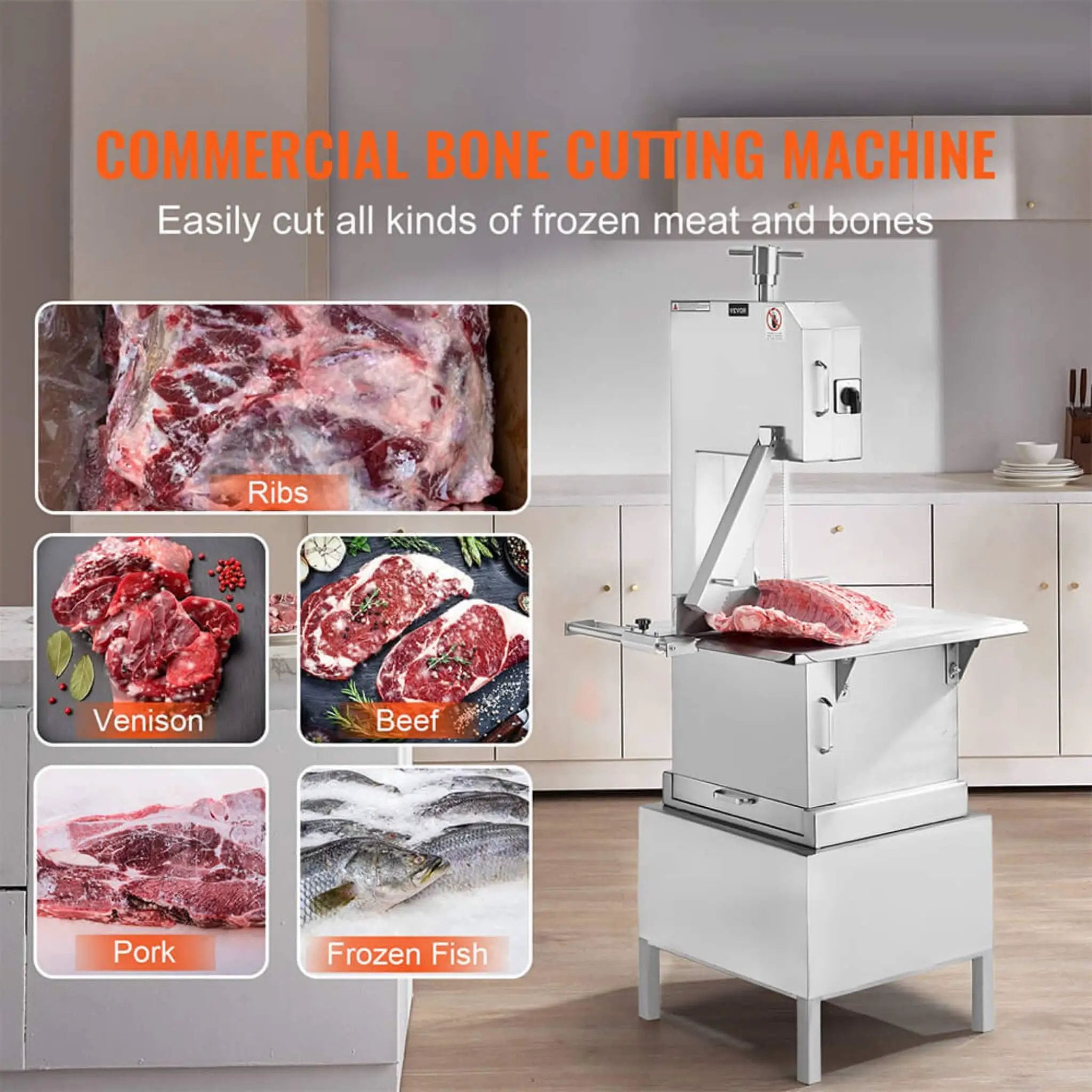 Heavy-Duty Commercial 2200W Electric Meat Bone Saw Cutting Band Machine With 6 Saw Blades (SAK91753) by SAKSBY WHOLESALE