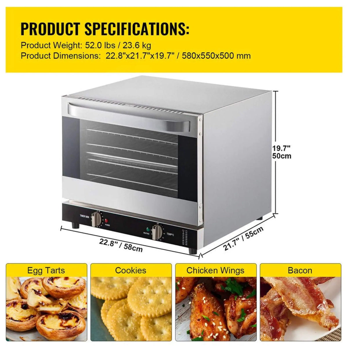 Heavy-Duty Commercial Stainless Steel Countertop Convection Toaster Oven (SAK51683) by SAKSBY WHOLESALE
