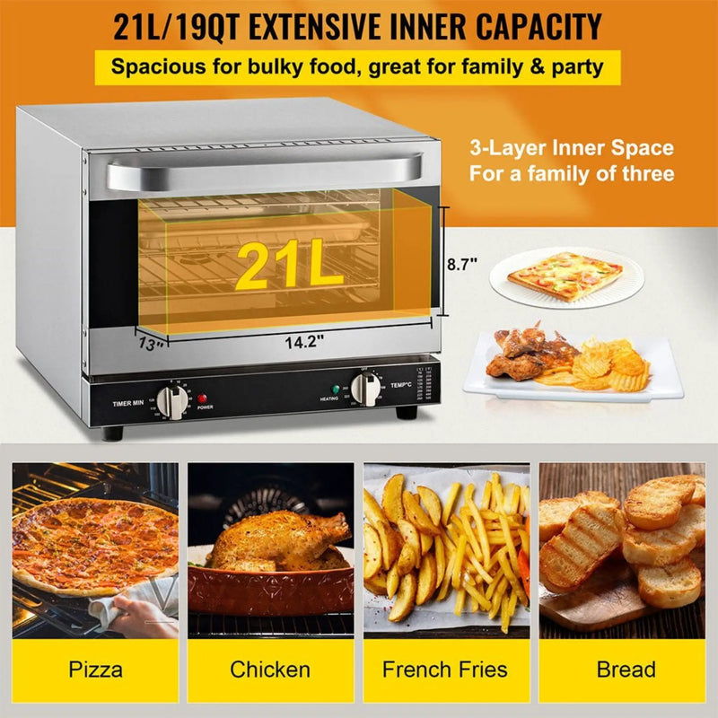 Heavy-Duty Commercial Stainless Steel Countertop Convection Toaster Oven (SAK51683) by SAKSBY WHOLESALE