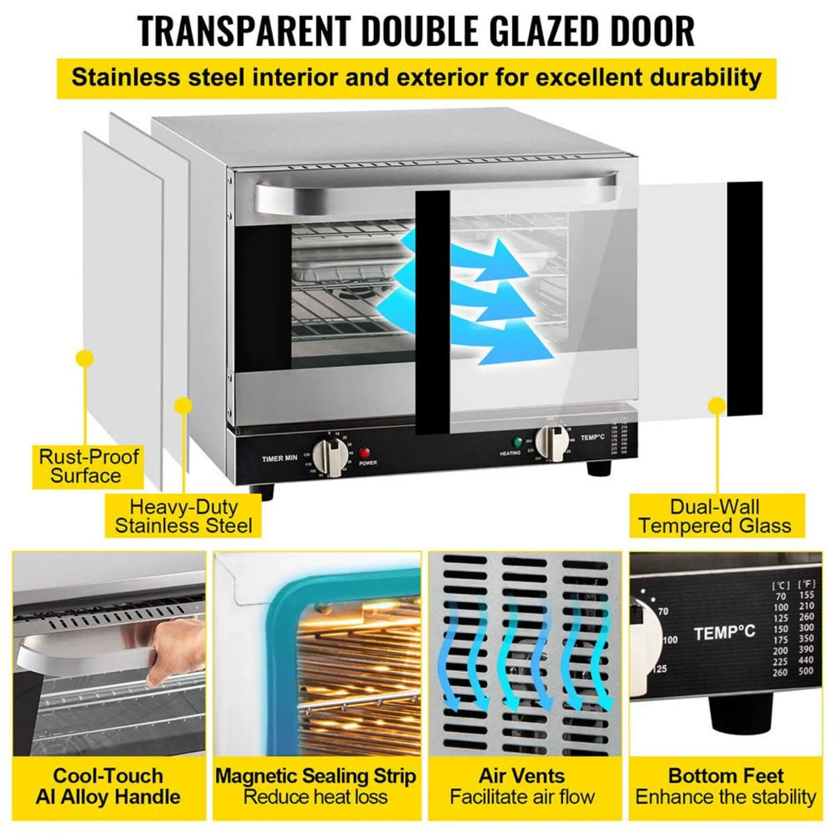 Heavy-Duty Commercial Stainless Steel Countertop Convection Toaster Oven (SAK51683) by SAKSBY WHOLESALE