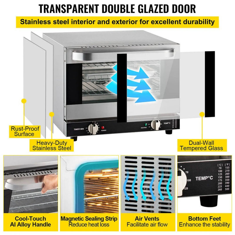 Heavy-Duty Commercial Stainless Steel Countertop Convection Toaster Oven (SAK51683) by SAKSBY WHOLESALE
