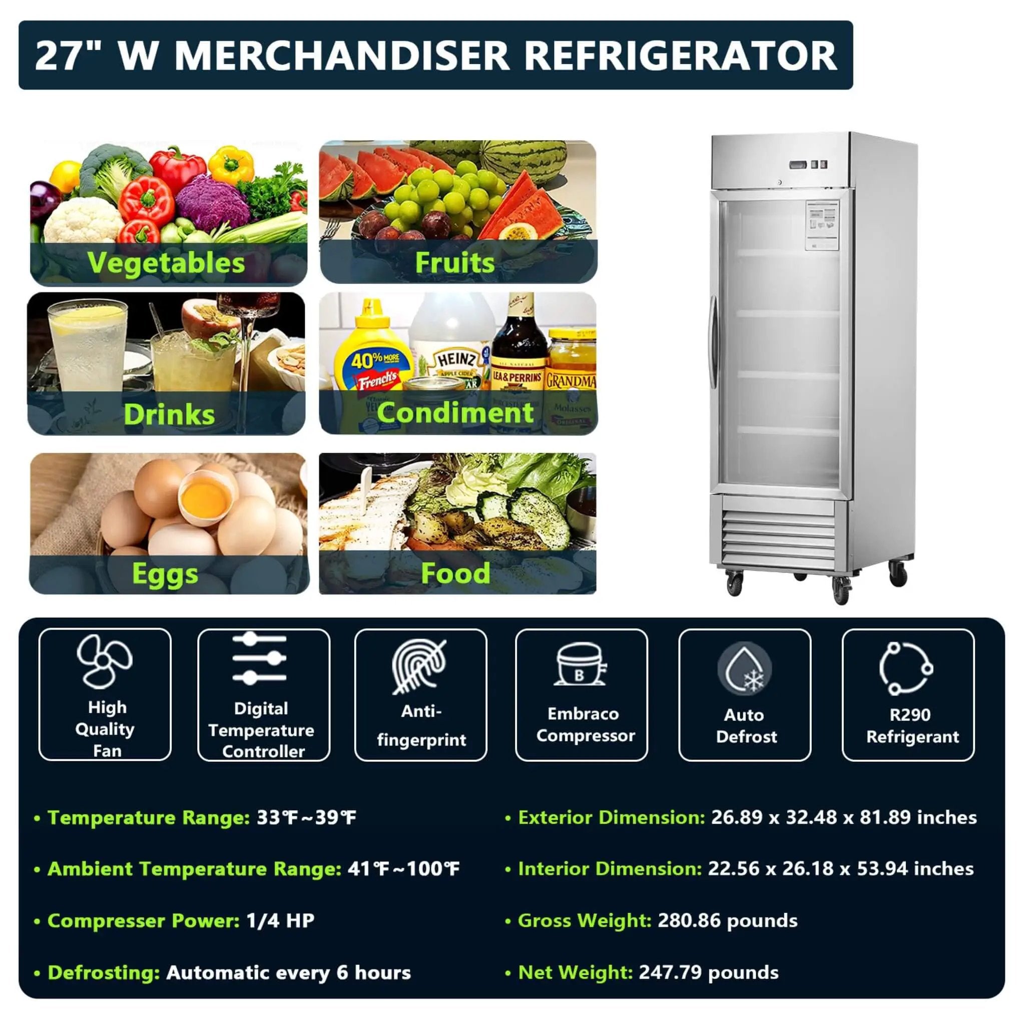 Heavy-Duty Commercial Upright ETL Certified Freezer For Restaurants, Bars, And Supermarkets (SAK01847) by SAKSBY WHOLESALE