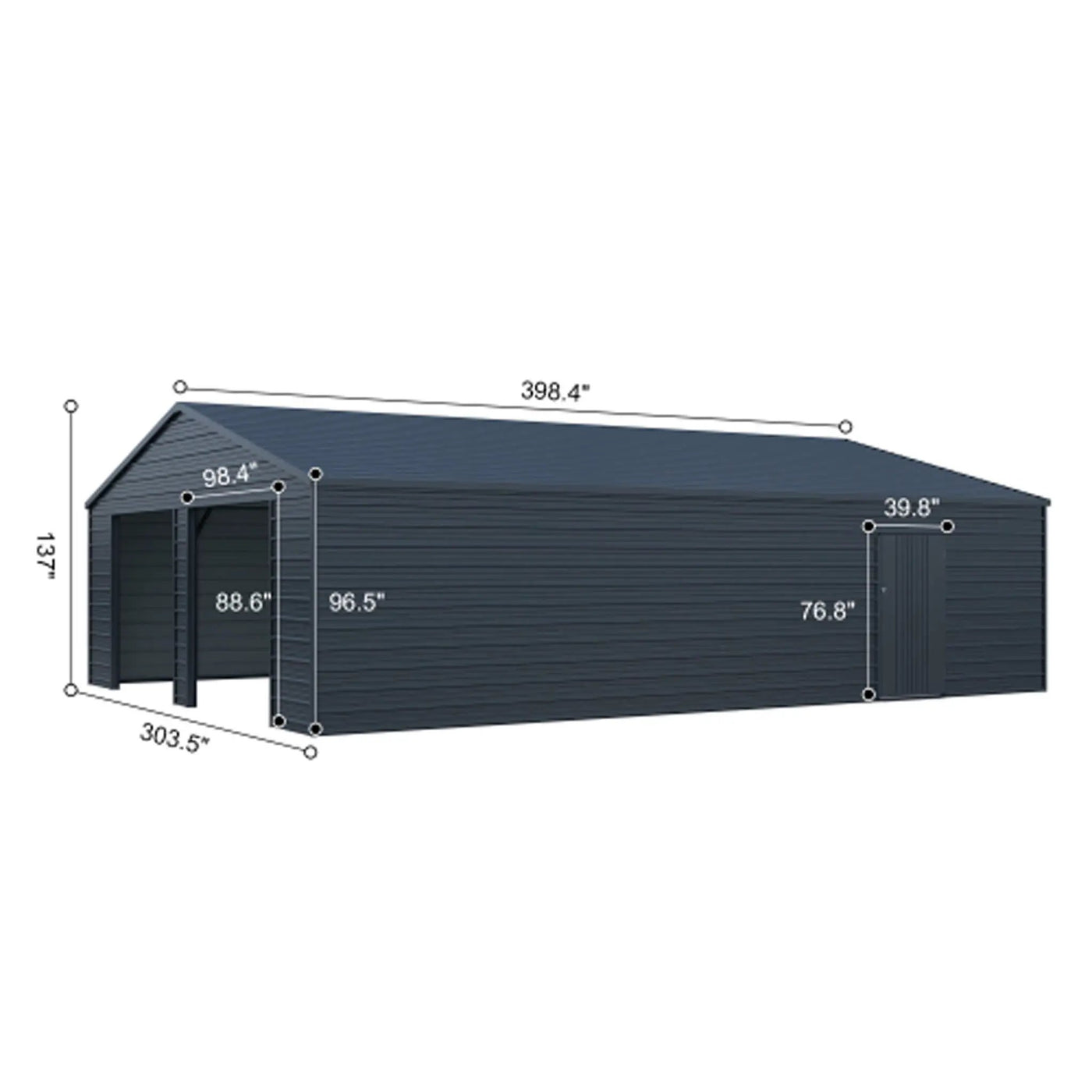 Heavy-Duty Double Garage Galvanized Steel Shed With Side Door (SAK84271) by SAKSBY WHOLESALE