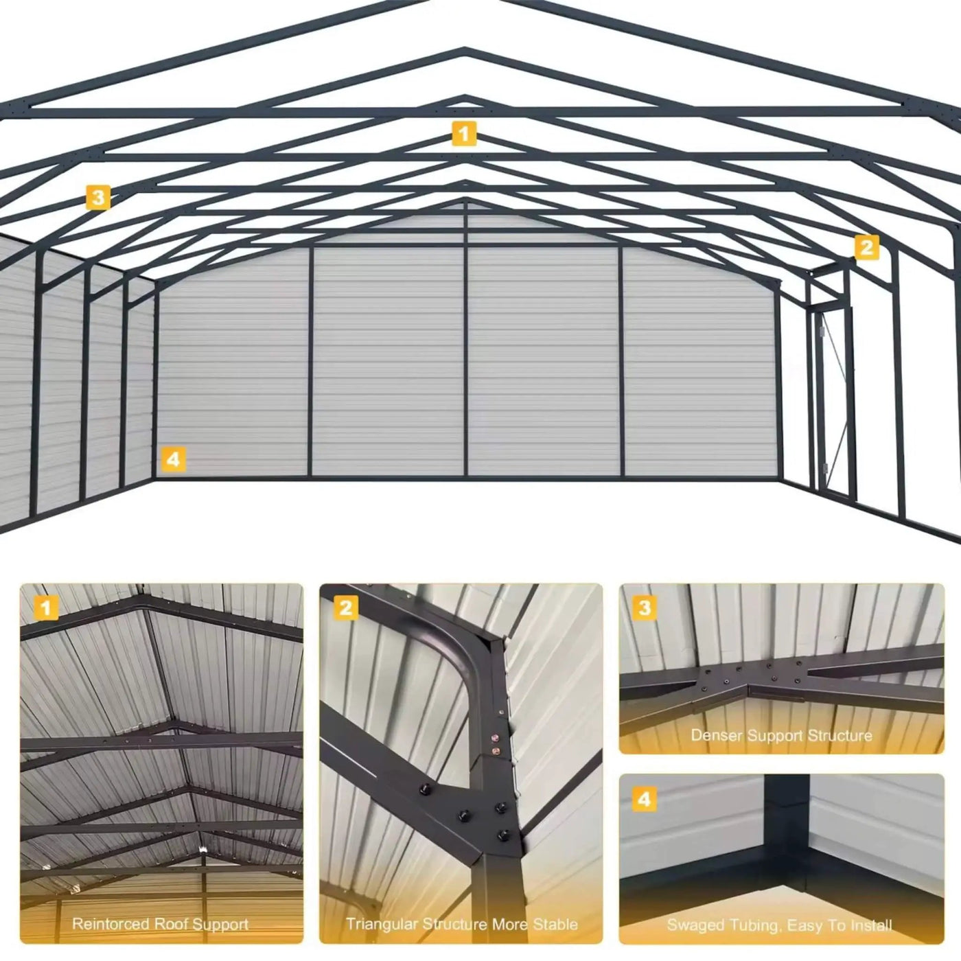 Heavy-Duty Double Garage Galvanized Steel Shed With Side Door (SAK84271) by SAKSBY WHOLESALE