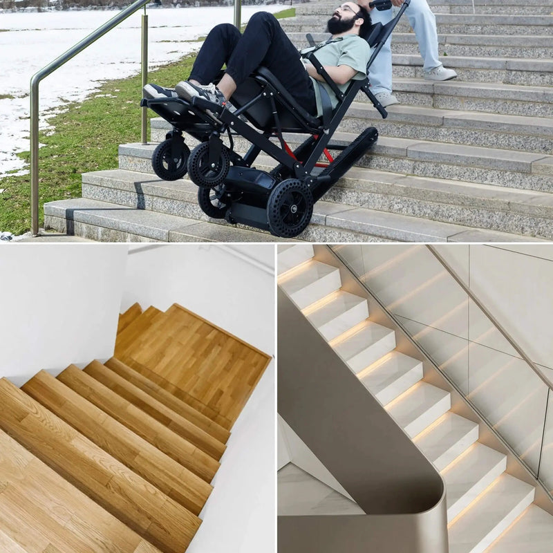 Motivo Heavy-Duty Electric Foldable Stair Climbing Wheelchair, 450LBS [FDA-Approved (SAK92801) by SAKSBY WHOLESALE