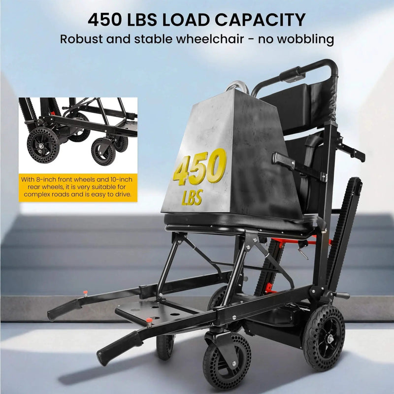 Motivo Heavy-Duty Electric Foldable Stair Climbing Wheelchair, 450LBS [FDA-Approved (SAK92801) by SAKSBY WHOLESALE
