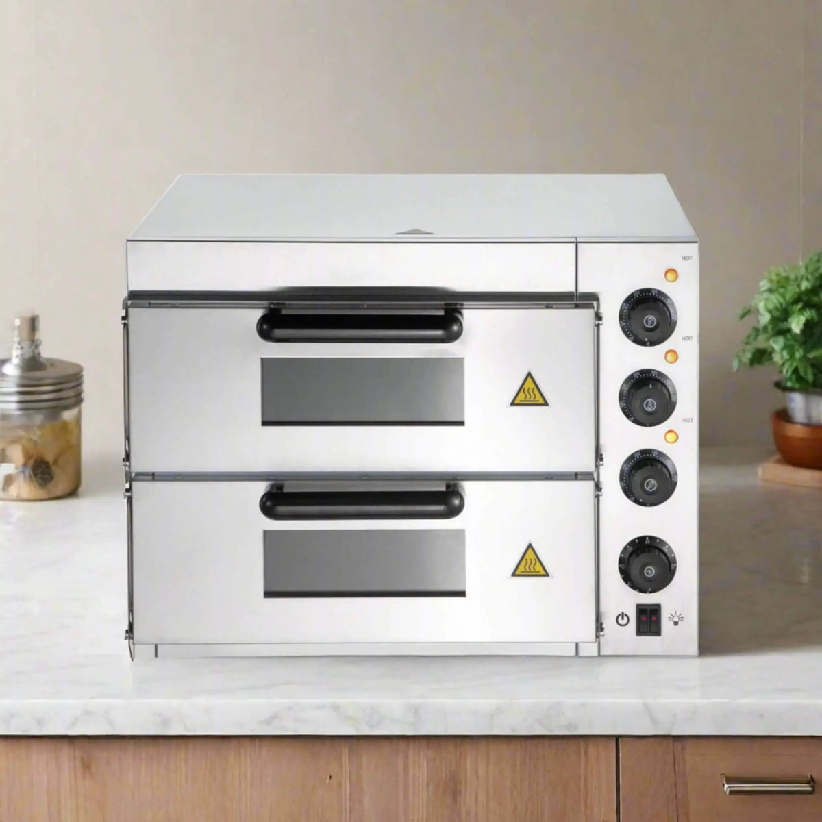 Heavy-Duty Electric 2000W Indoor Commercial Countertop Double Deck Pizza Oven (SAK36147) by SAKSBY WHOLESALE