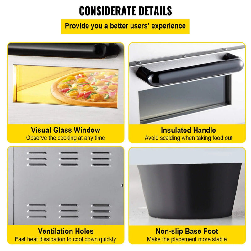Heavy-Duty Electric 2000W Indoor Commercial Countertop Double Deck Pizza Oven (SAK36147) by SAKSBY WHOLESALE