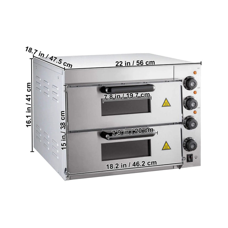 Heavy-Duty Electric 2000W Indoor Commercial Countertop Double Deck Pizza Oven (SAK36147) by SAKSBY WHOLESALE