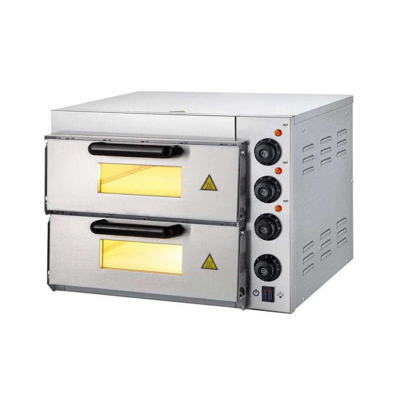 Heavy-Duty Electric 2000W Indoor Commercial Countertop Double Deck Pizza Oven (SAK36147) by SAKSBY WHOLESALE