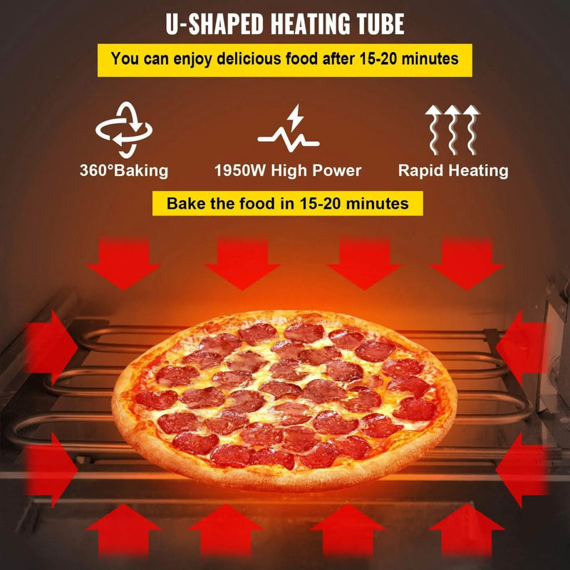 Heavy-Duty Electric 2000W Indoor Commercial Countertop Double Deck Pizza Oven (SAK36147) by SAKSBY WHOLESALE