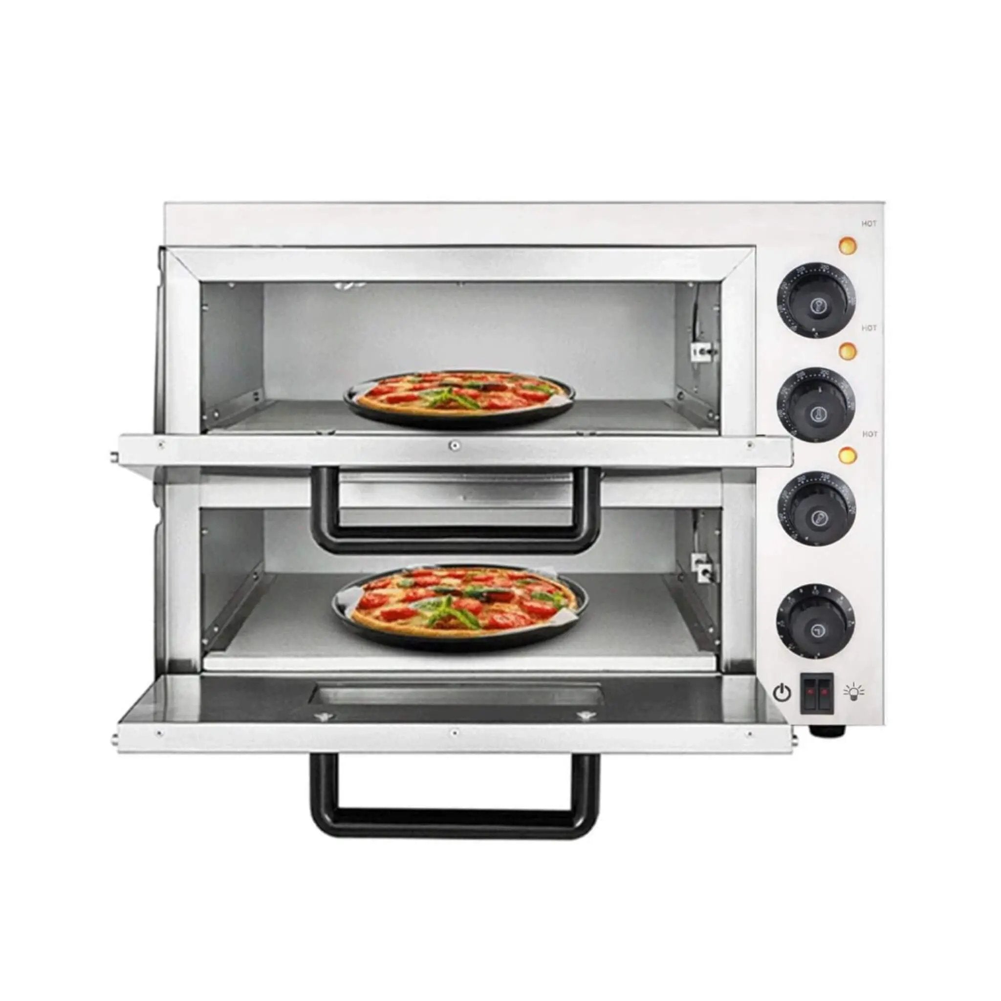 Heavy-Duty Electric 2000W Indoor Commercial Countertop Double Deck Pizza Oven (SAK36147) by SAKSBY WHOLESALE