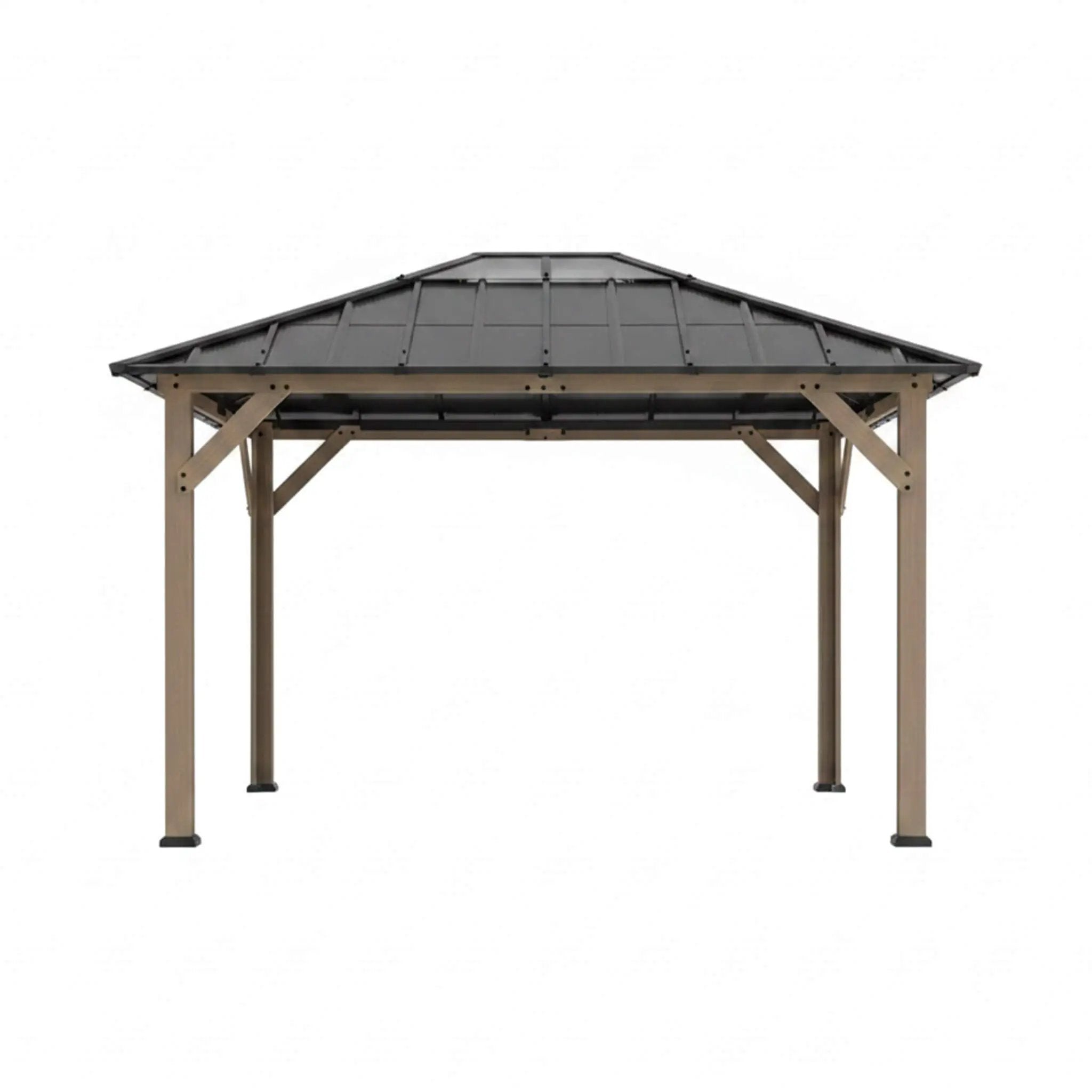 [08X10] Alora Heavy-Duty Fir Wood Hardtop Gazebo With Galvanized Steel Roof And Ceiling Hooks (SAK29467) by SAKSBY WHOLESALE