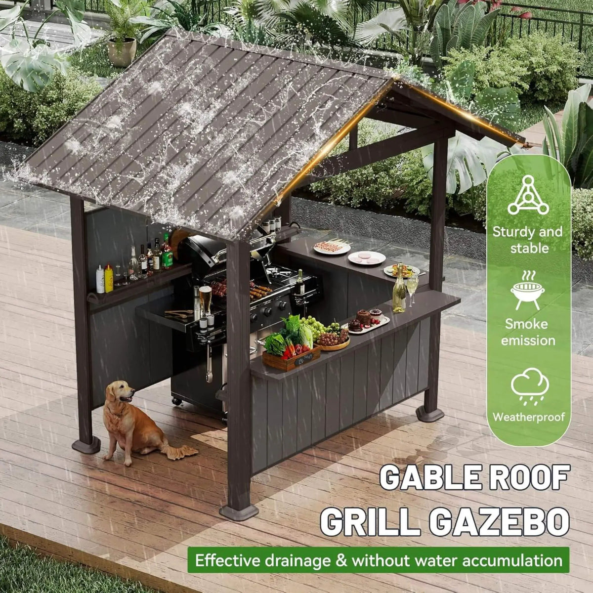[06X09FT] Alora Heavy-Duty Gable Roof Hardtop Grill Gazebo (SAK49731) by SAKSBY WHOLESALE