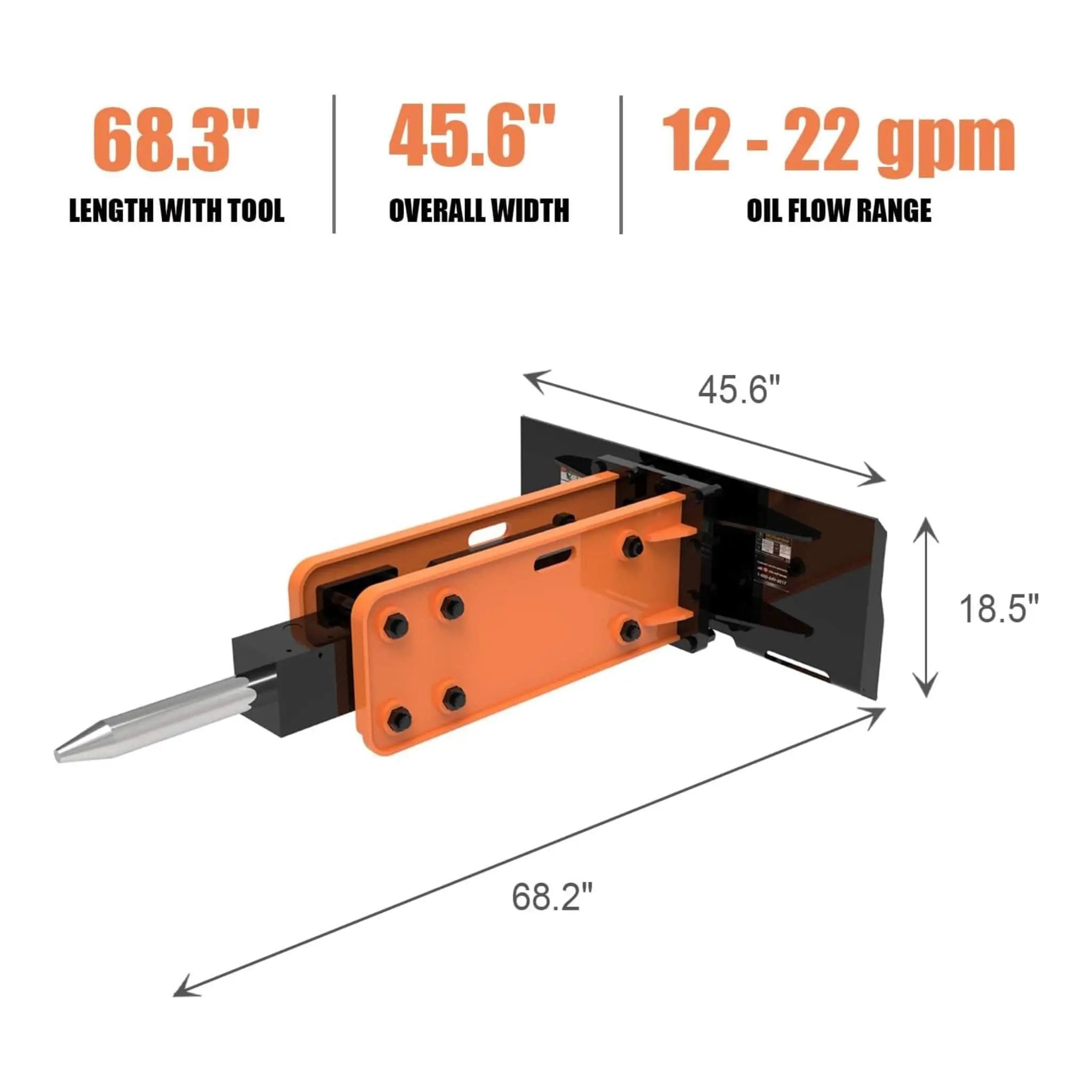 Heavy-Duty Hydraulic Hammer Skid Steer Attachment (SAK39715) by SAKSBY WHOLESALE