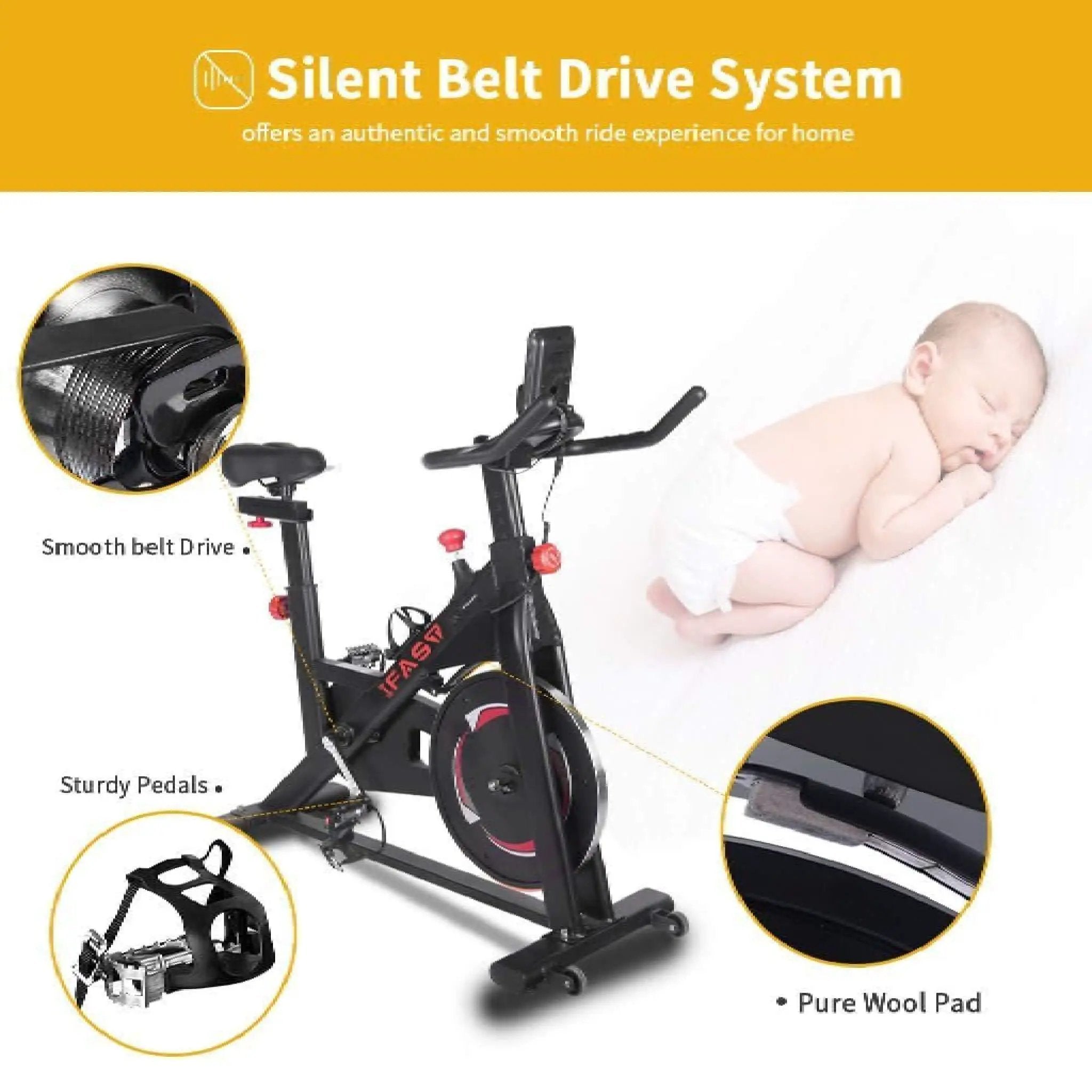 IFast Heavy-Duty Indoor Smart Stationary Fitness Cardio Training Spin Bike For Home Gyms (SAK65195) by SAKSBY WHOLESALE