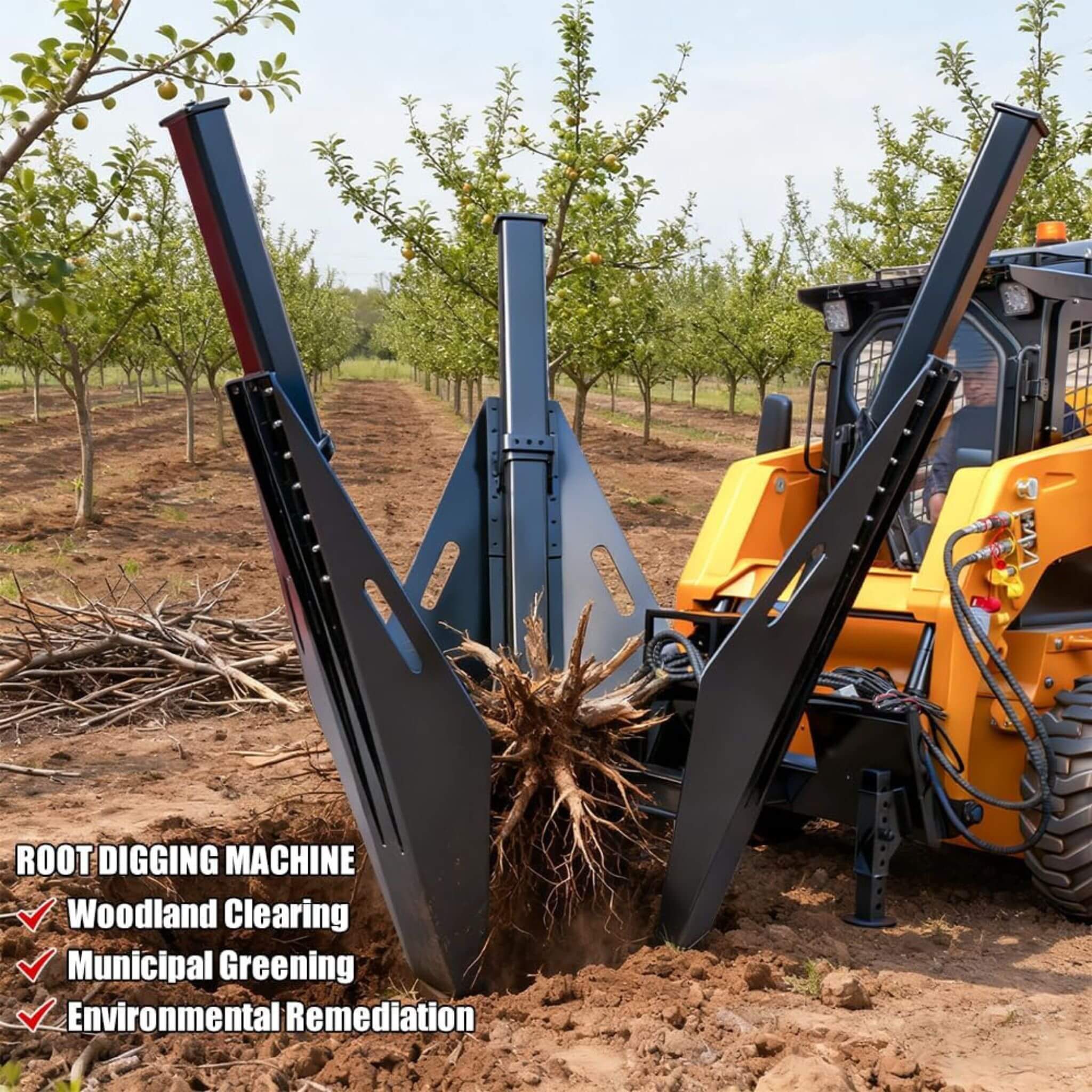 Heavy-Duty Industrial 3-Blade Tree Spade Transplanter Skid Steer Attachment (SAK50296) by SAKSBY WHOLESALE