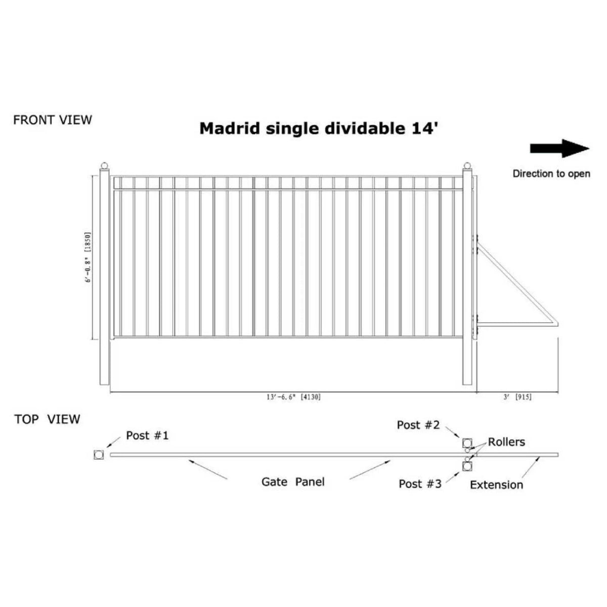 [12-30FT] Heavy-Duty Madrid-Style Premium Steel Sliding Driveway Gate (SAK23857) by SAKSBY WHOLESALE