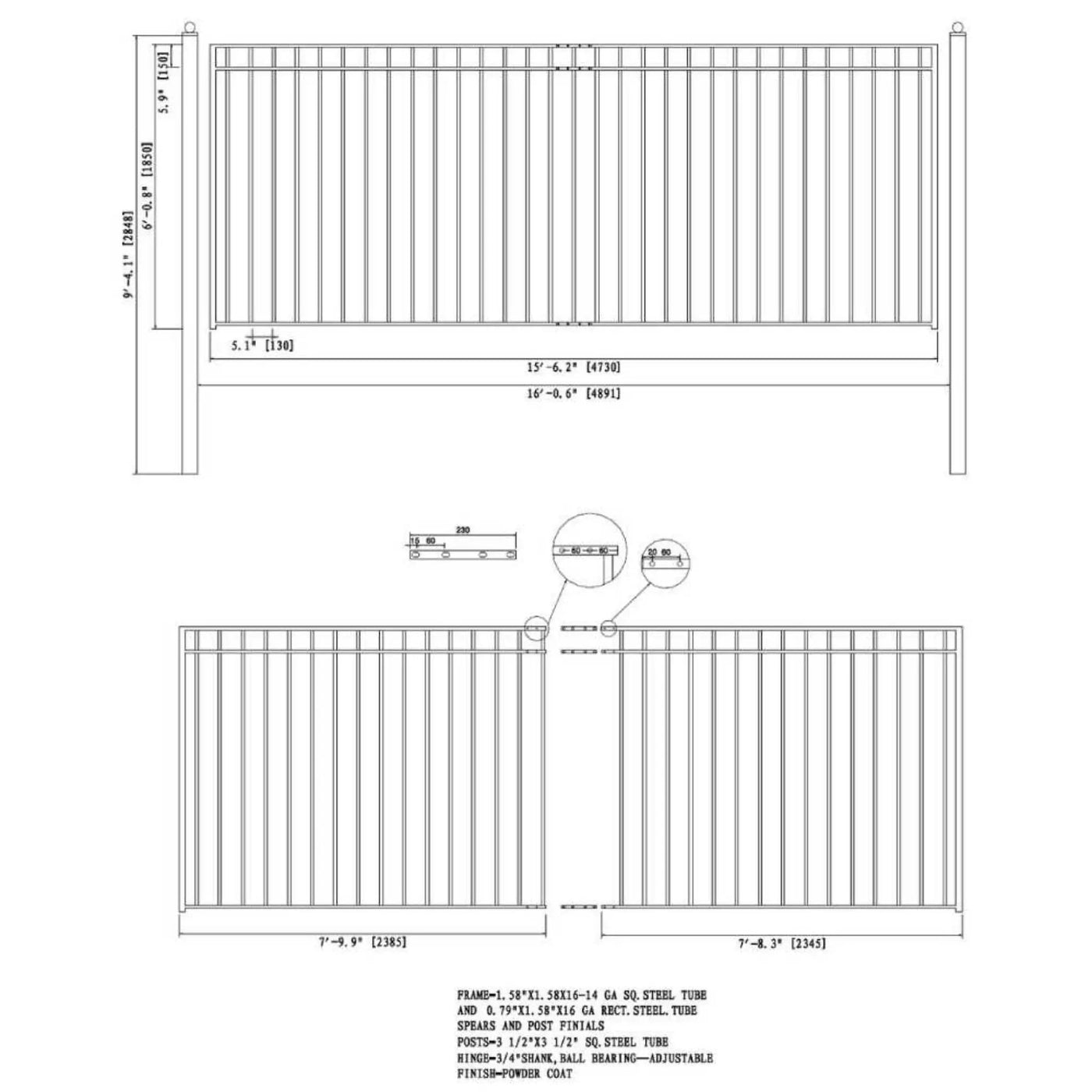 [12-30FT] Heavy-Duty Madrid-Style Premium Steel Sliding Driveway Gate (SAK23857) by SAKSBY WHOLESALE
