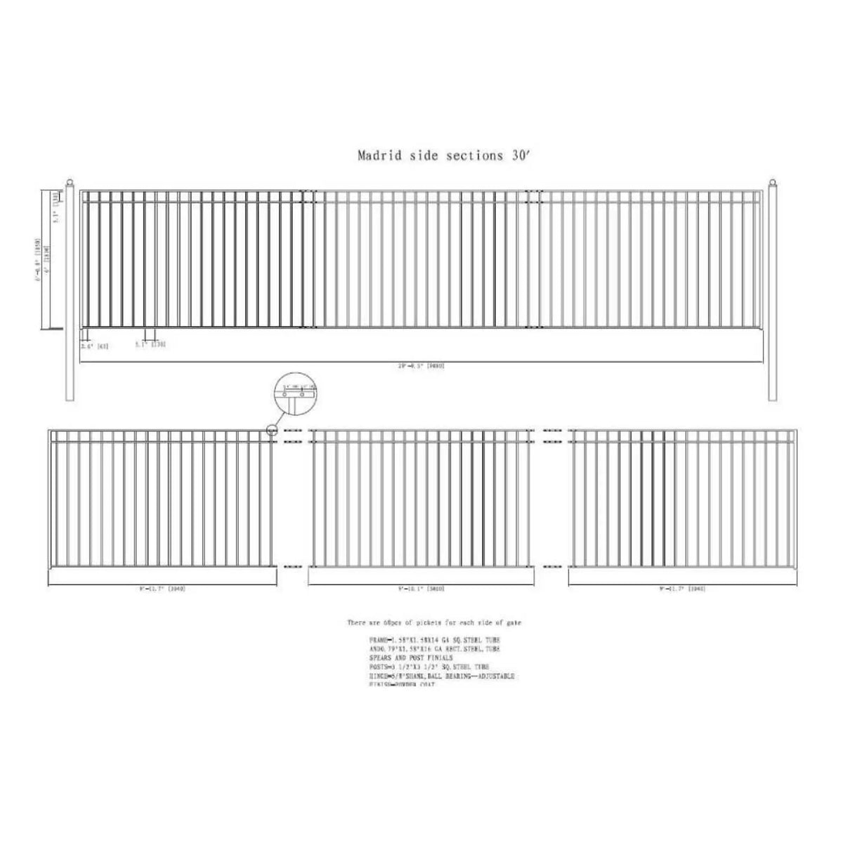 [12-30FT] Heavy-Duty Madrid-Style Premium Steel Sliding Driveway Gate (SAK23857) by SAKSBY WHOLESALE