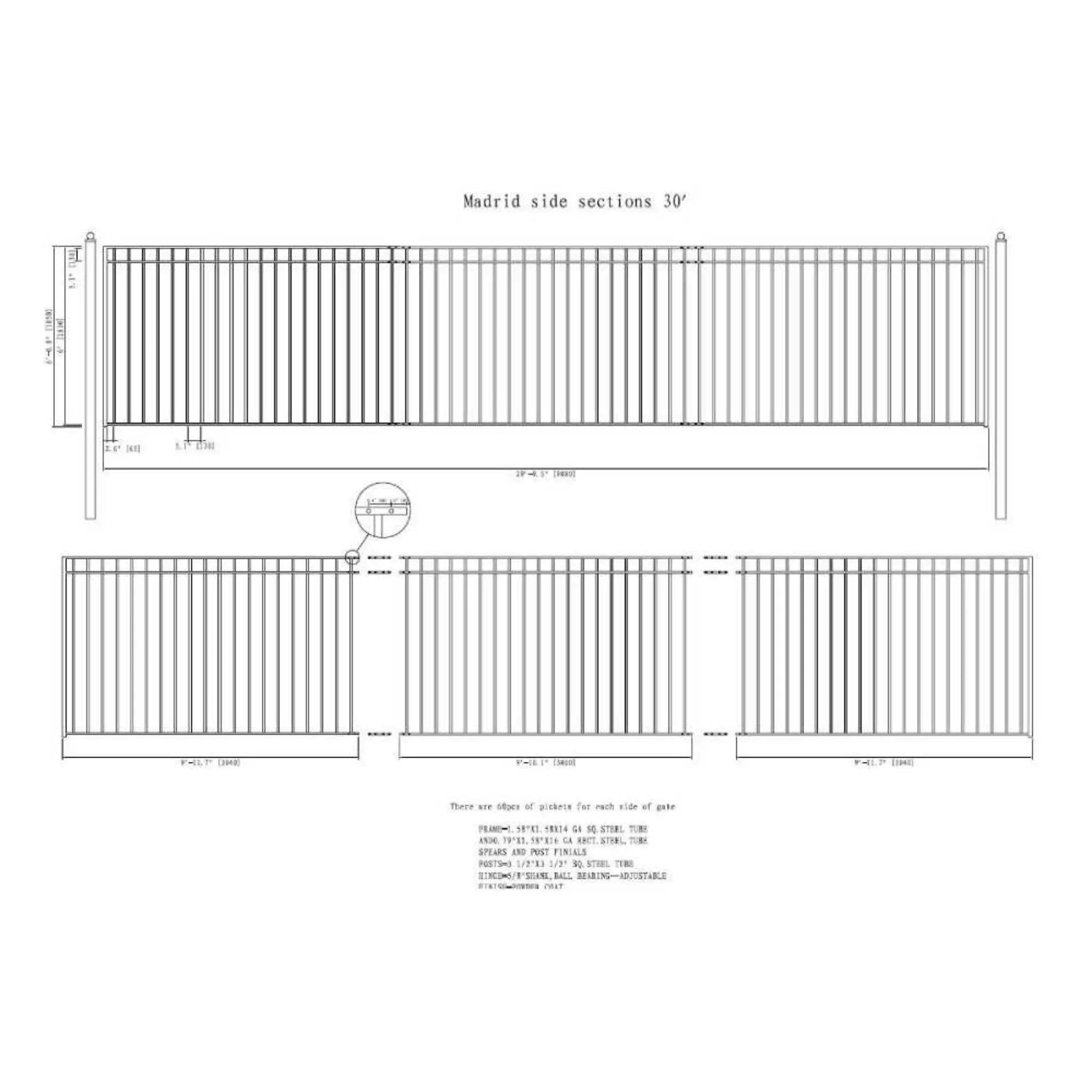 [12-30FT] Heavy-Duty Madrid-Style Premium Steel Sliding Driveway Gate (SAK23857) by SAKSBY WHOLESALE