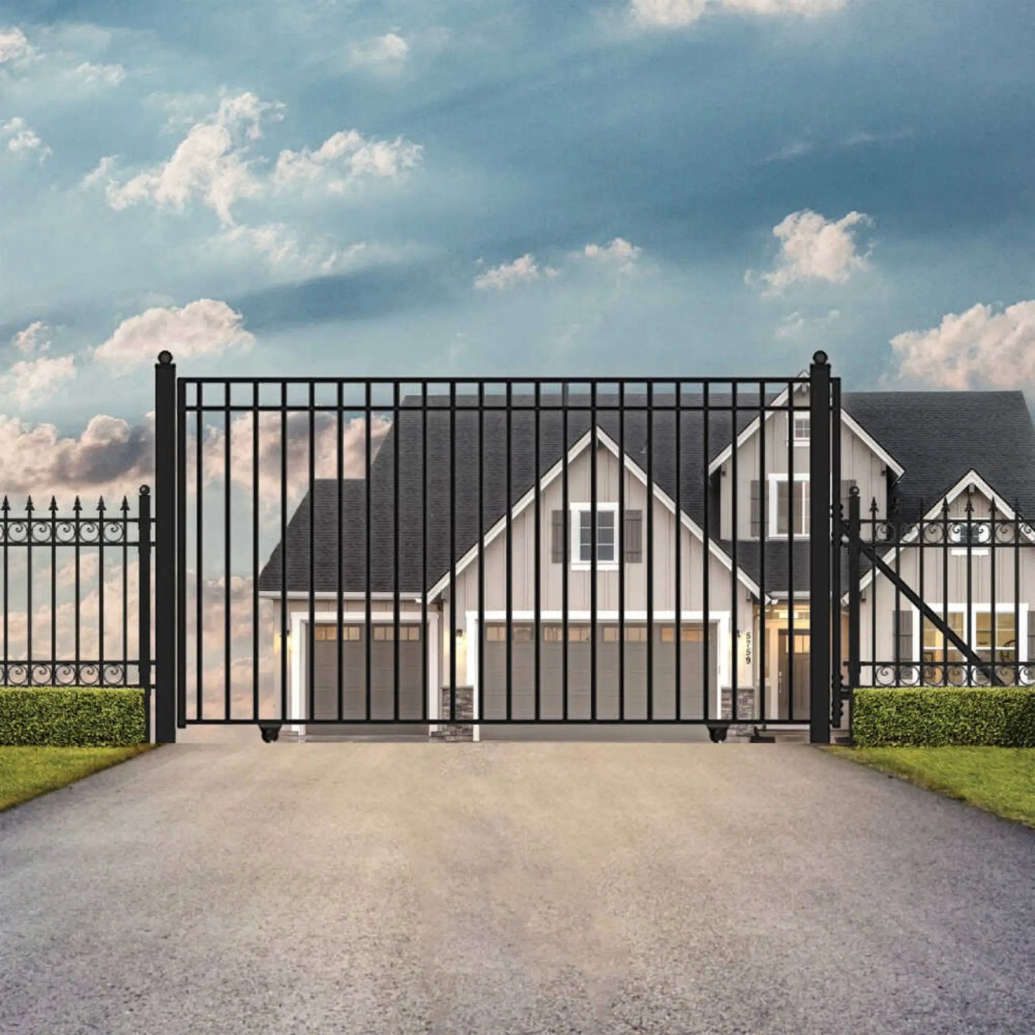 [12-30FT] Heavy-Duty Madrid-Style Premium Steel Sliding Driveway Gate (SAK23857) by SAKSBY WHOLESALE