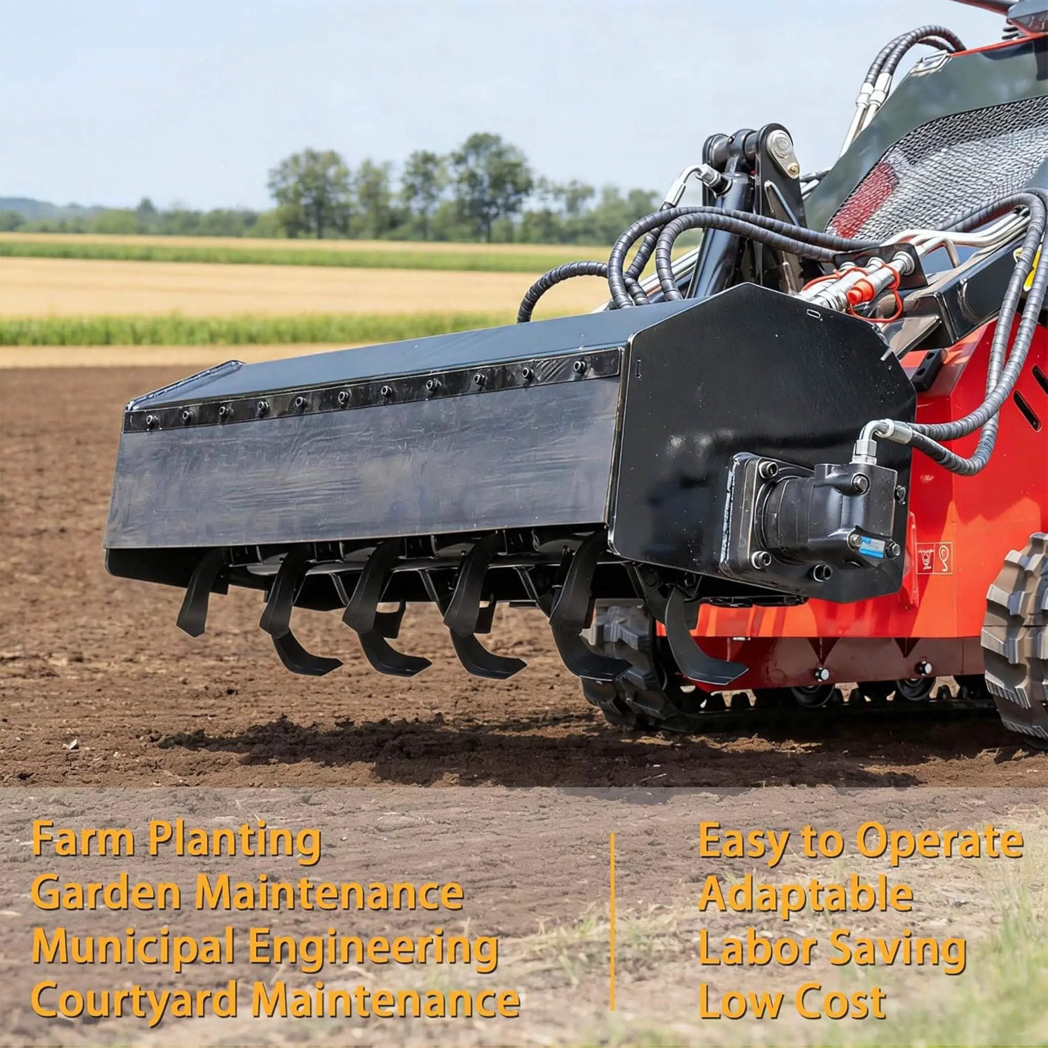 Heavy-Duty Mini Loader Rotary Tiller Skid Steer Attachment (SAK93265) by SAKSBY WHOLESALE