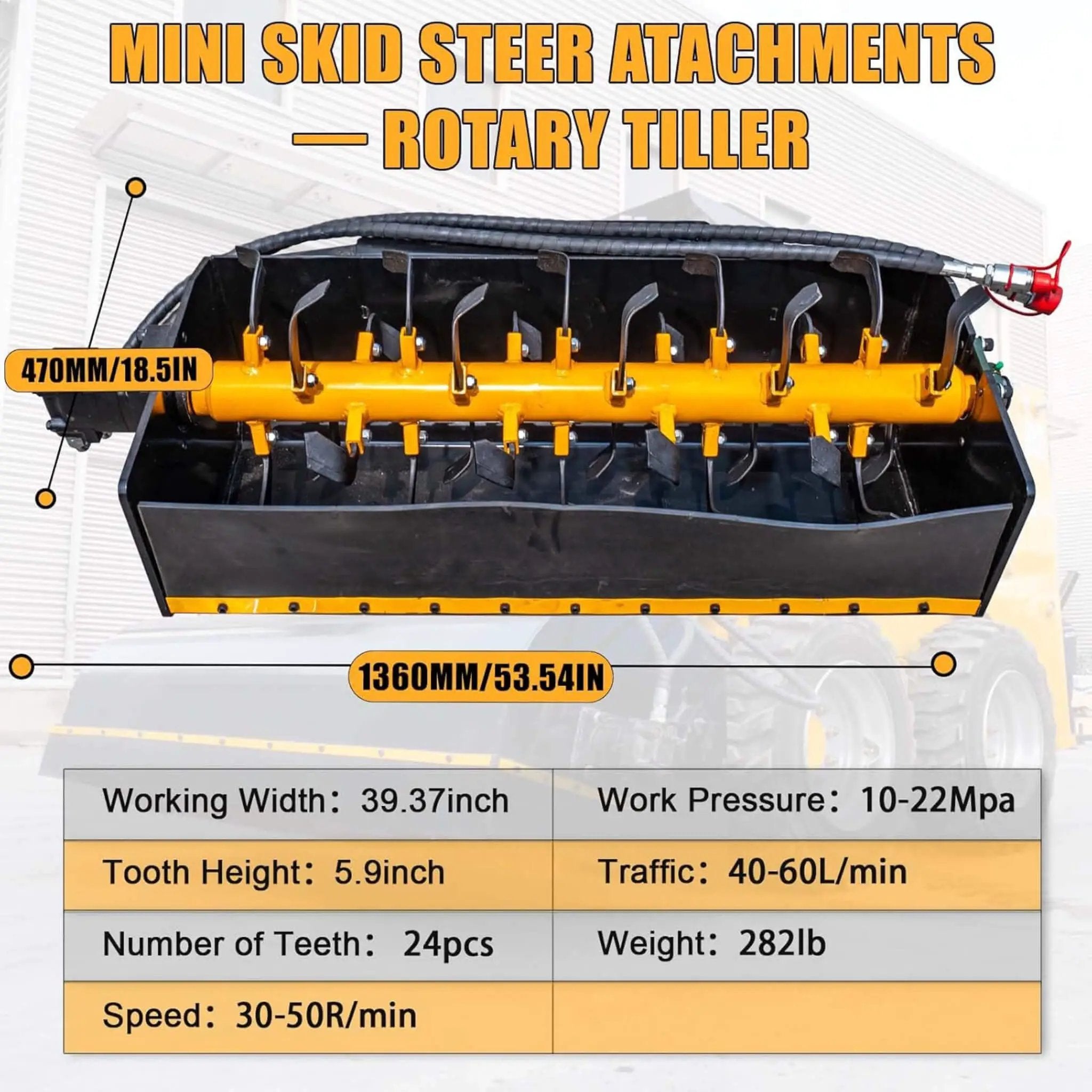 Heavy-Duty Mini Loader Rotary Tiller Skid Steer Attachment (SAK93265) by SAKSBY WHOLESALE