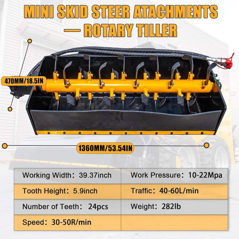 Heavy-Duty Mini Loader Rotary Tiller Skid Steer Attachment (SAK93265) by SAKSBY WHOLESALE