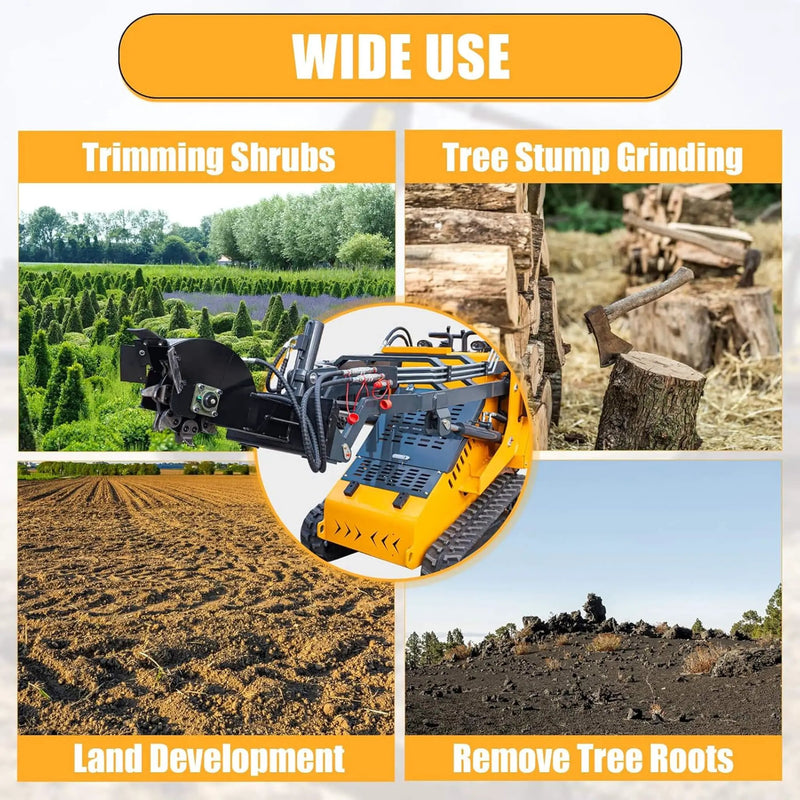 Heavy-Duty Mini Skid Steer Stump Grinder Attachment With Carbide Steel Teeth (SAK57481) by SAKSBY WHOLESALE