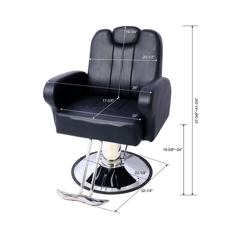 Heavy-Duty Multifunctional PU Leather Reclining Hydraulic Barber Chair W/ Chrome Steel Base (SAK35719) by SAKSBY WHOLESALE
