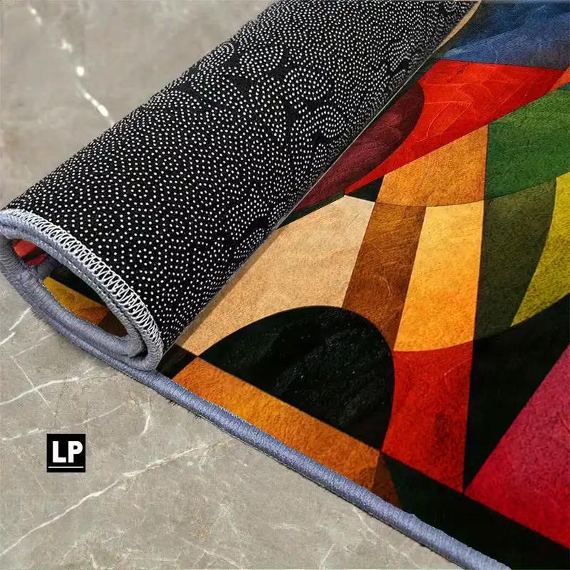 Heavy-Duty Non-Slip Abstract Geometric Velvet Area Carpet by House Of Avana