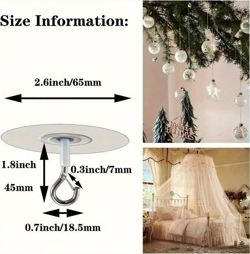 Heavy Duty Plastic Ceiling Hooks with Self-Adhesive Water Resistant Design by House Of Avana