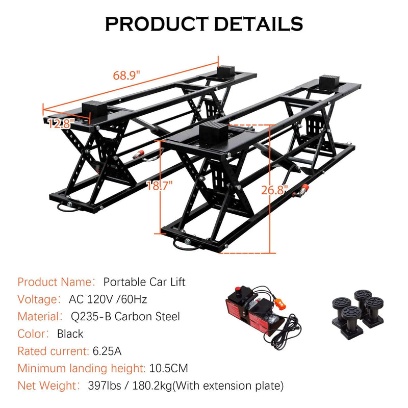 Heavy-Duty Portable 7000 LBS Car Lift Jack With Locking Levels (SAK10574) by SAKSBY WHOLESALE