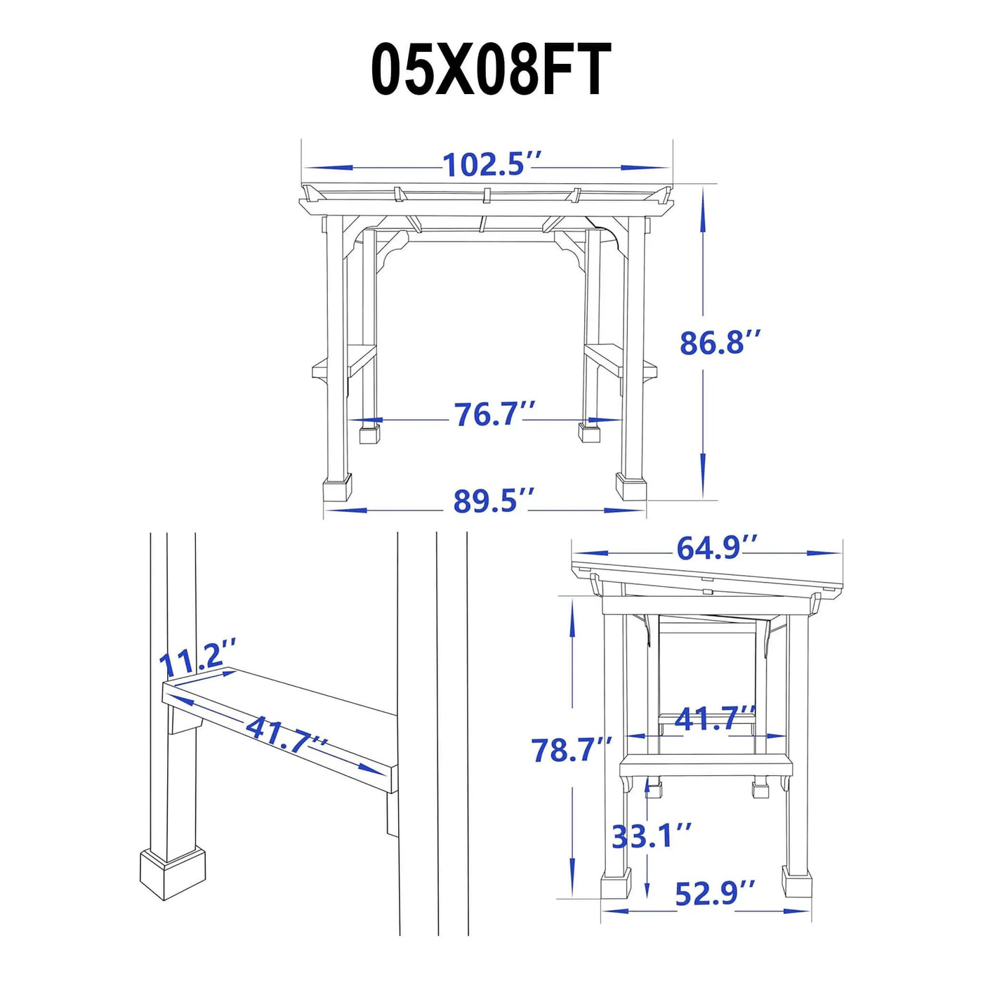 Heavy-Duty Premium Wooden Grill Gazebo With Sloped Metal Roof (SAK61583) by SAKSBY WHOLESALE