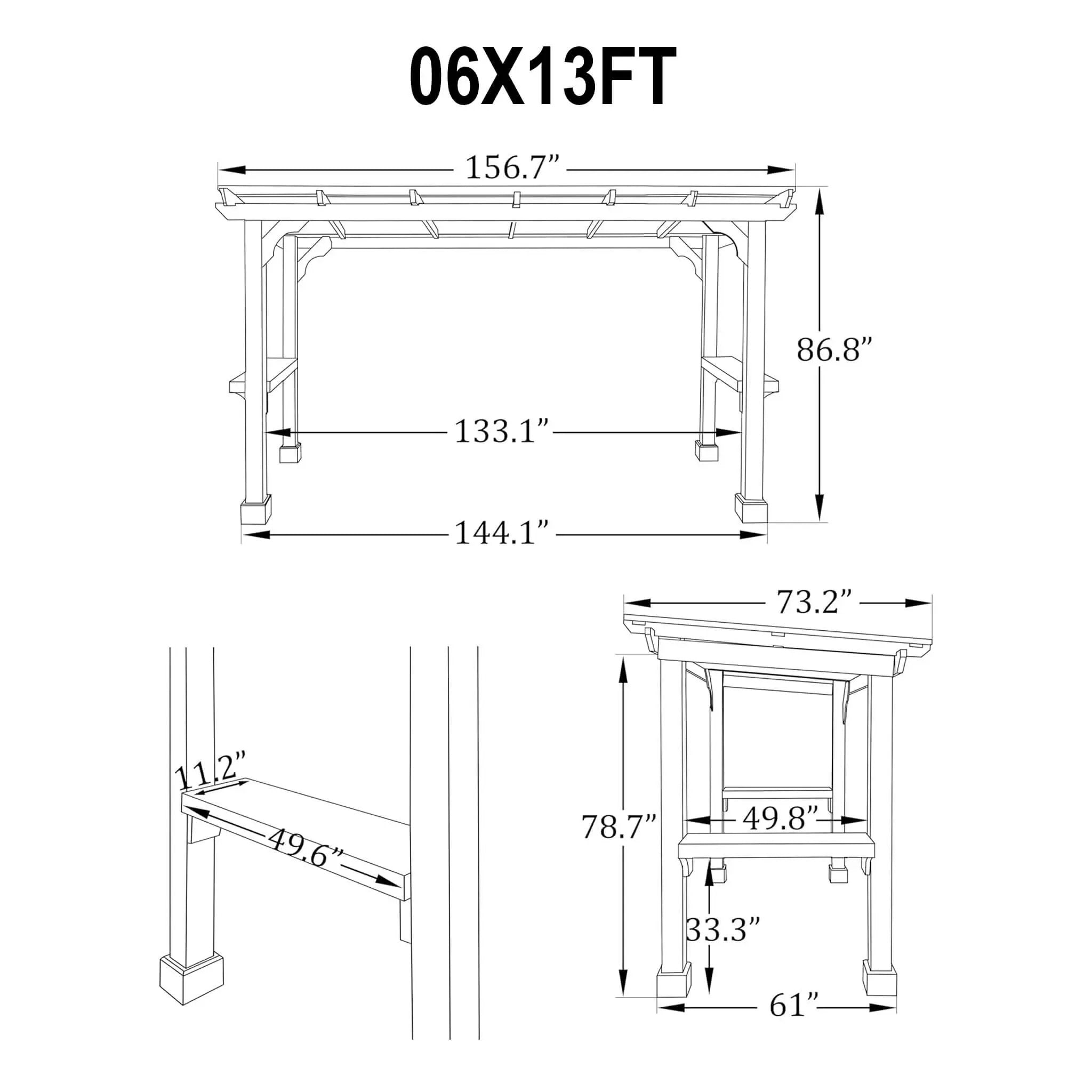 Alora Heavy-Duty Premium Wooden Grill Gazebo With Sloped Metal Roof (SAK61583) by SAKSBY WHOLESALE